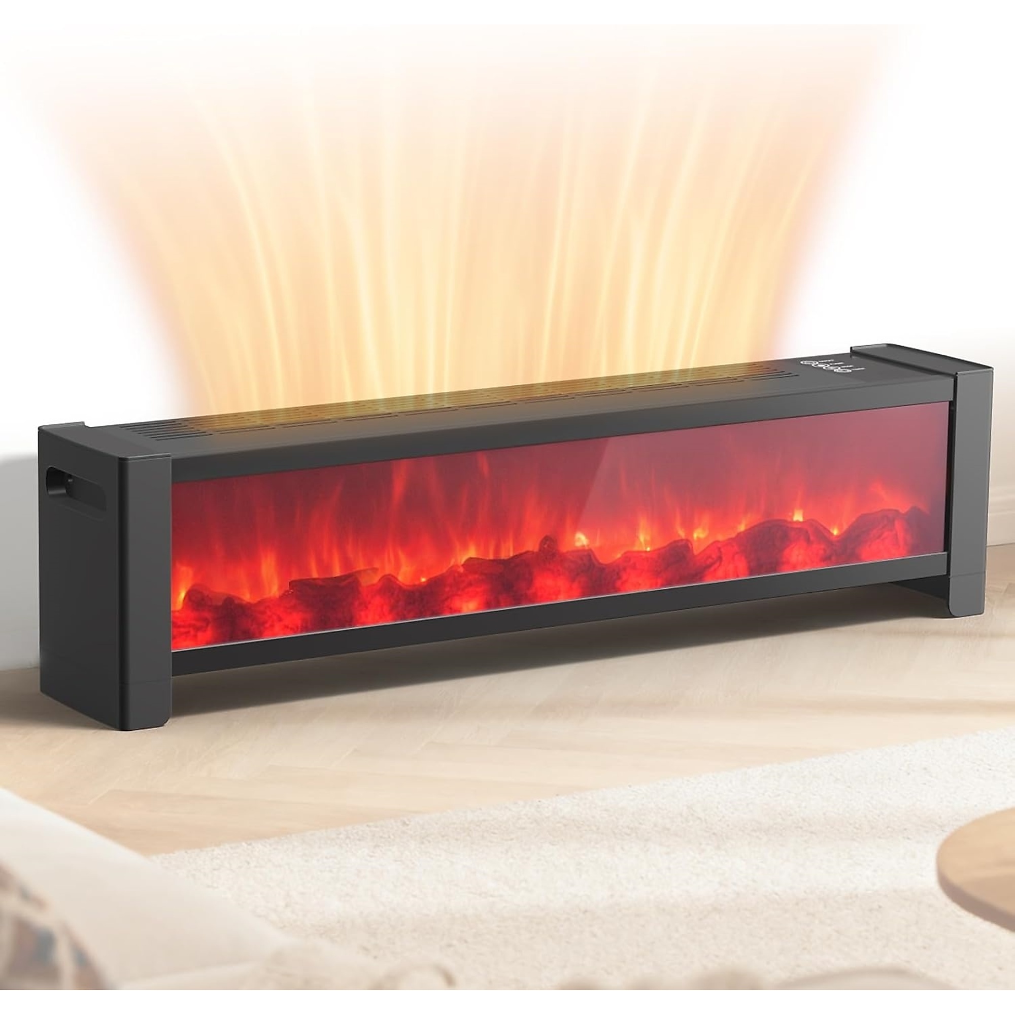 EdenDirect Electric Fireplace Heater — 1500W, Baseboard, Realistic Flame Effect, Thermostat, Remote Control, Timer, Model# NTEDL16F