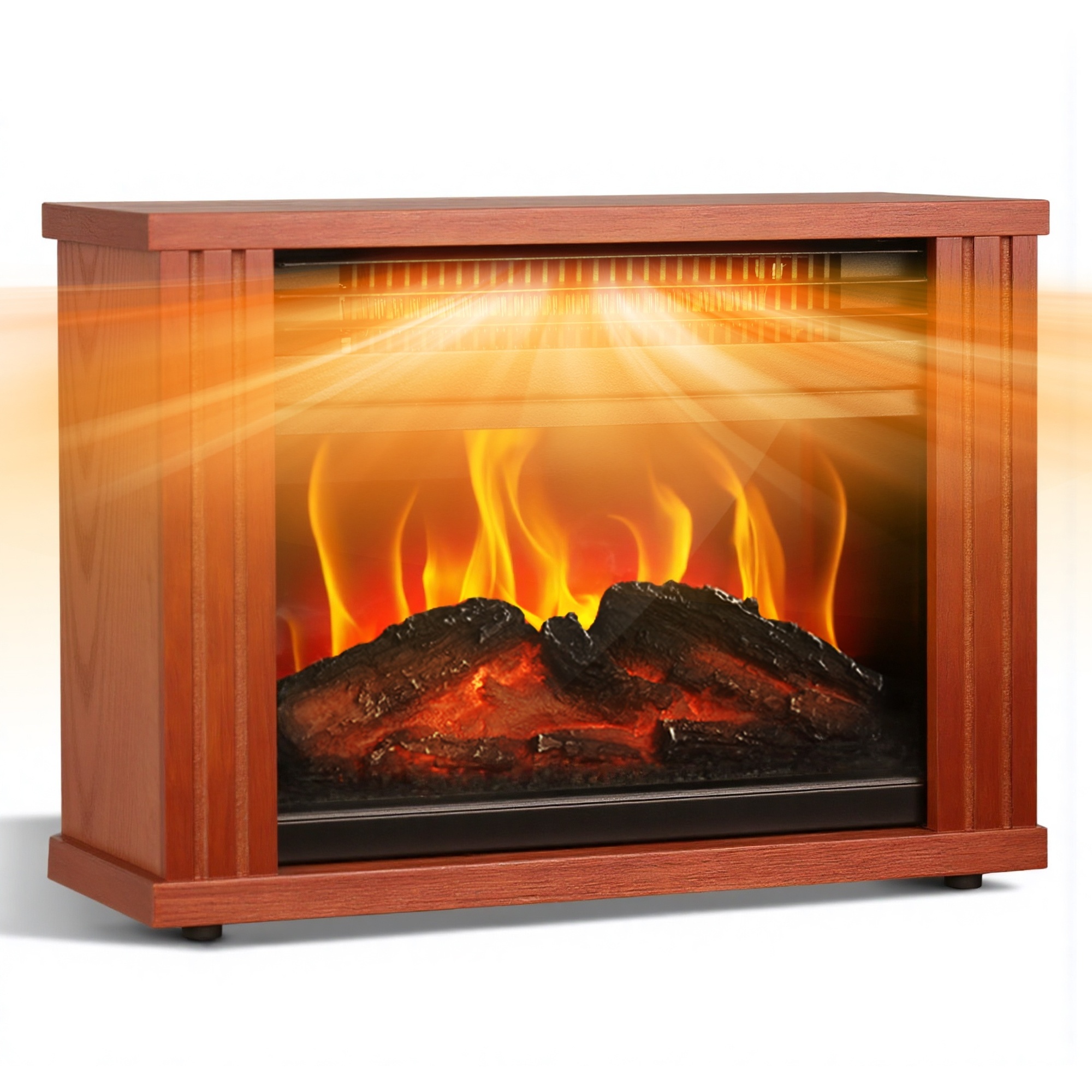 EdenDirect Portable Electric Fireplace Heater — 1500W, 3D Realistic Flame, Overheat Protection, Model# NTEFP401M-W
