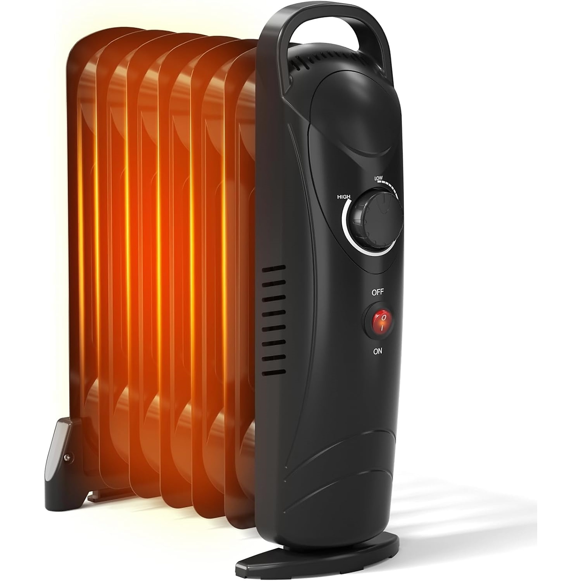EdenDirect Portable Oil-Filled Radiant Space Heater — 700W, 7 Fins, Thermostat Control, Overheat Safety, Model# NTEOH-12-BLACK