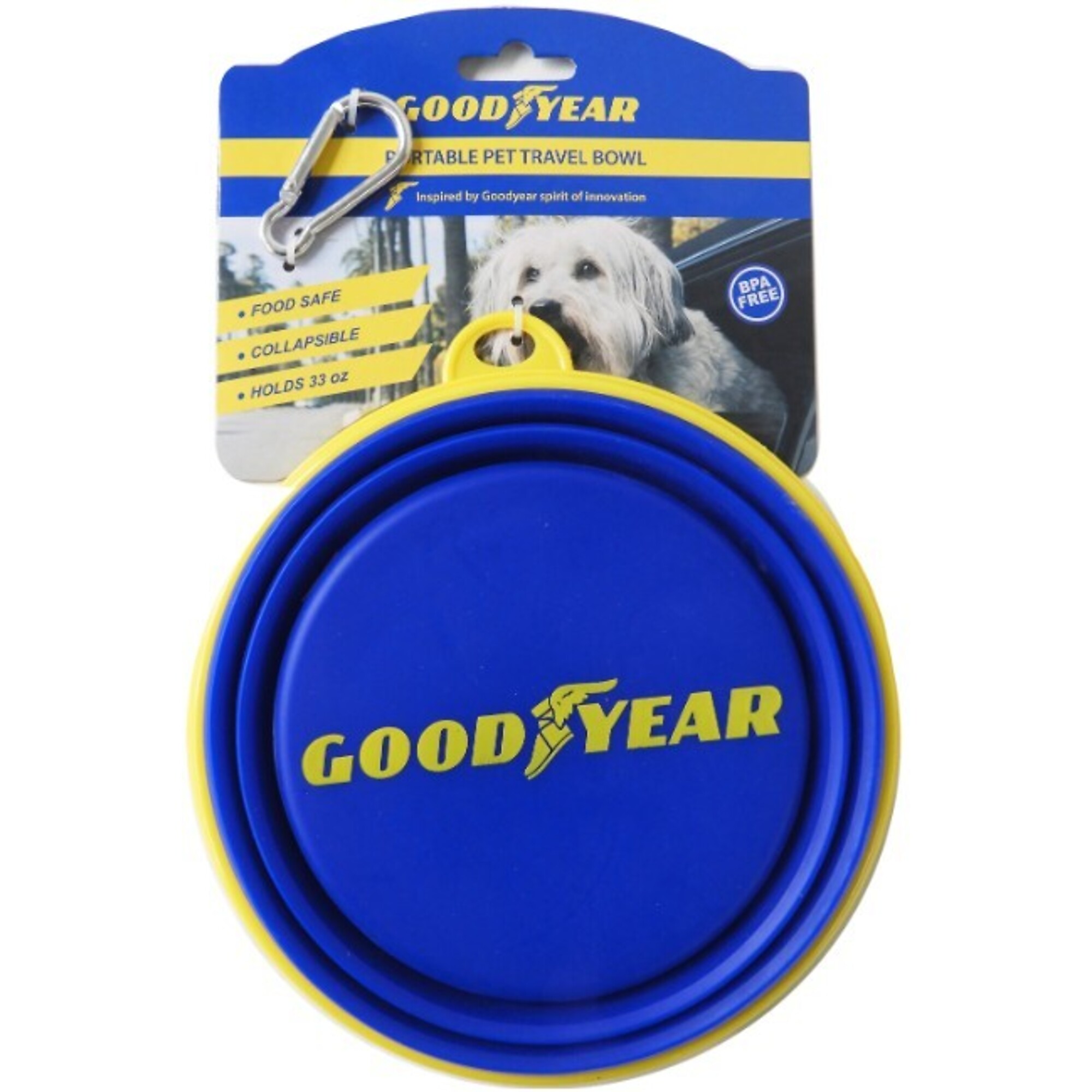 Gooyear Portable Travel Bowl, Food Safe, Collapsible, Holds 33 oz