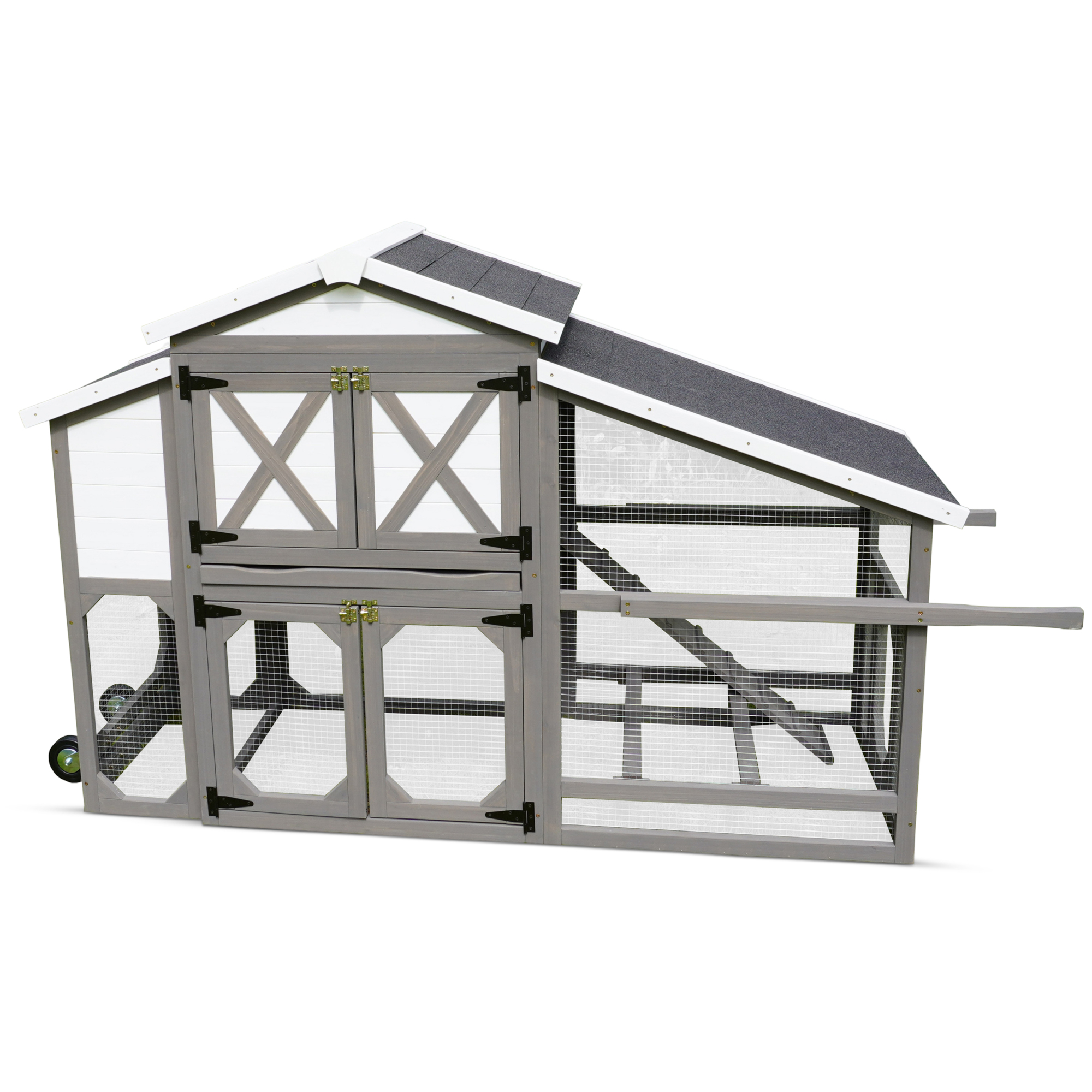 Merry Products ZooVilla Extended Country Style Chicken Coop — 67.7in. x 26.5in. x 45.6in., Cedar, Lockable Nesting Boxes, Model# PTH0530010702