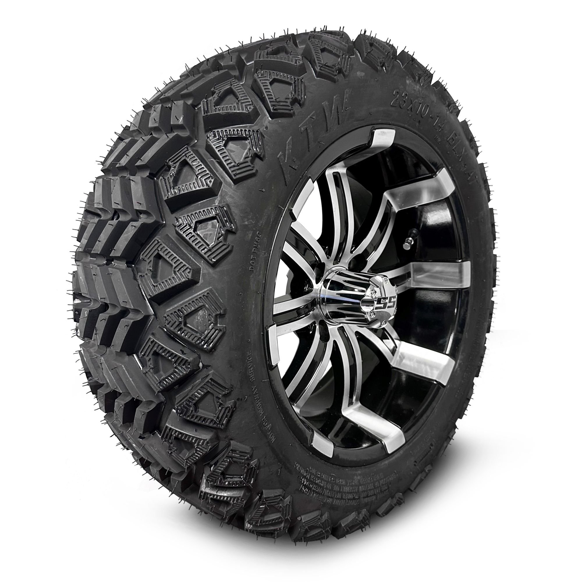 Kenda Golf Cart Tire + Wheel Assembly, 23x10.00-14, 14in. Aluminum Wheel, Load Range B, 4-Bolt Pattern, Model# DM1014-4A519-4I