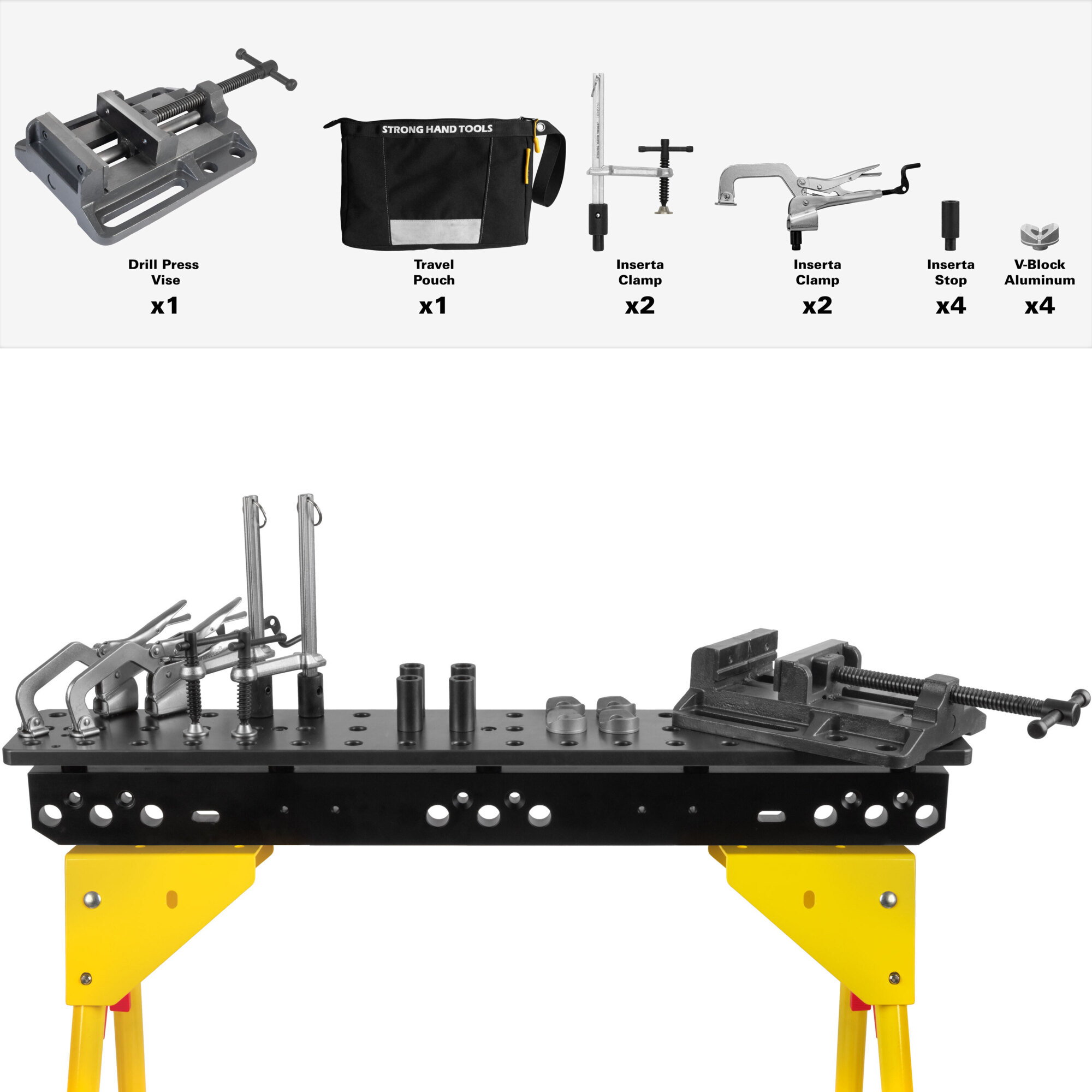 Strong Hand Tools Plate and Adjustable Heavy-Duty Leg Package with Drill Press Vise Kit — 36in. x 6in., Model# TSB366-AK3