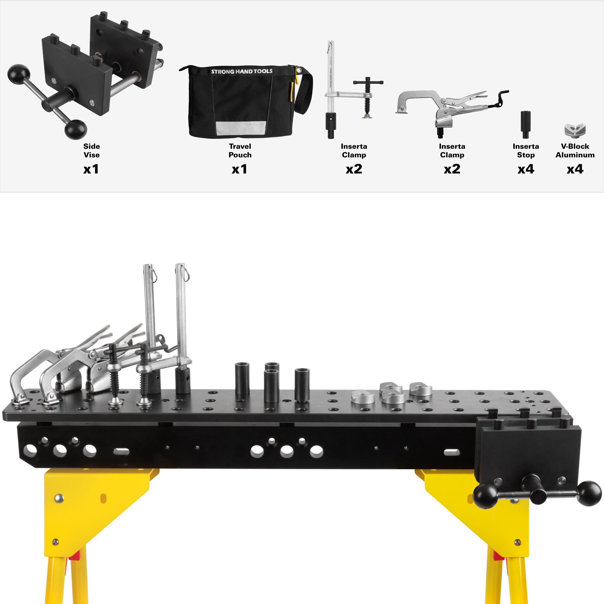 Strong Hand Tools Adjustable Heavy-Duty Leg Package — 36in. x 6in. Plate, Side Vise Kit, Model# TSB366-AK5