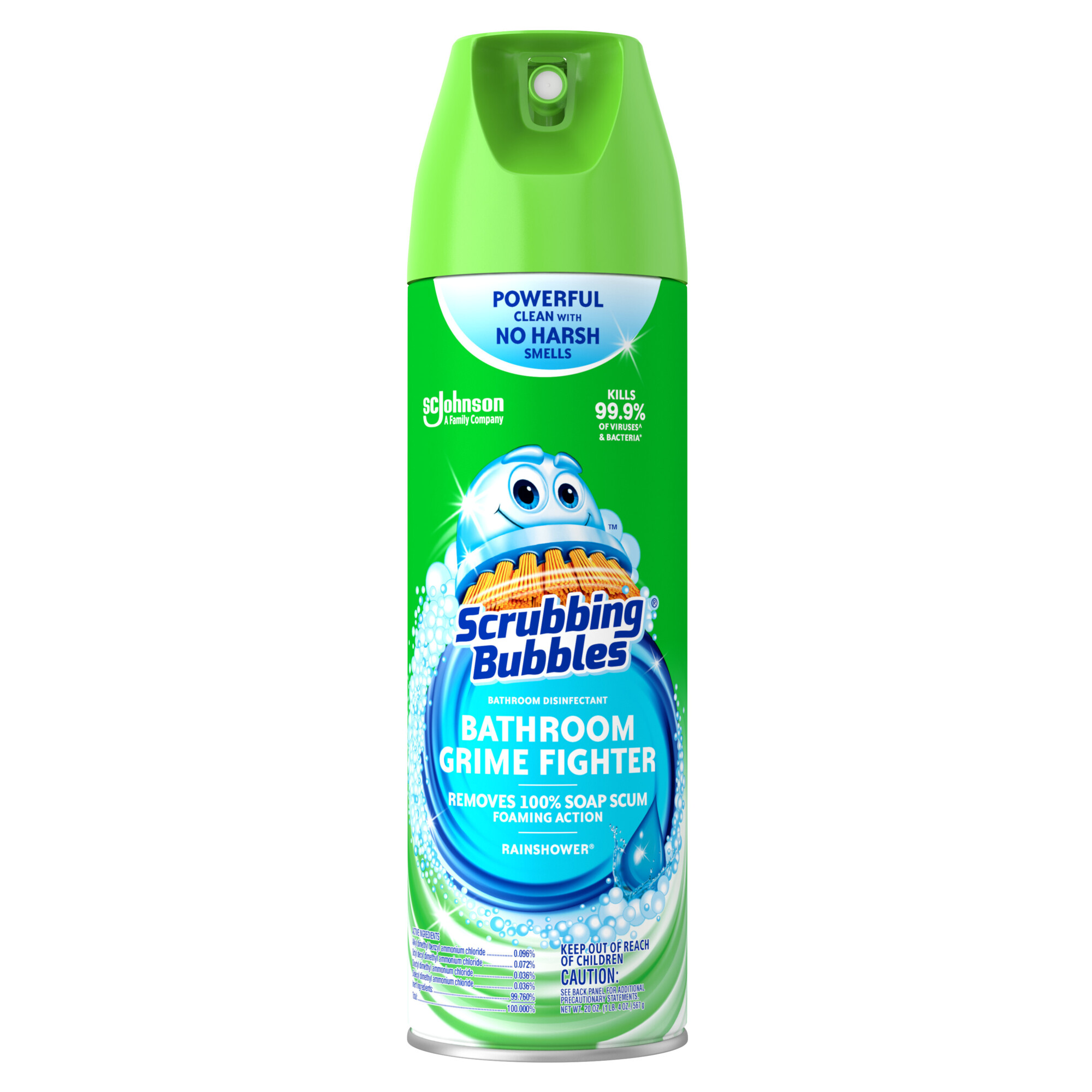 SCRUBBING BUBBLES BATHROOM GRIME FIGHTER DISINFECTANT AEROSOL RAINSHOWER 20 OZ