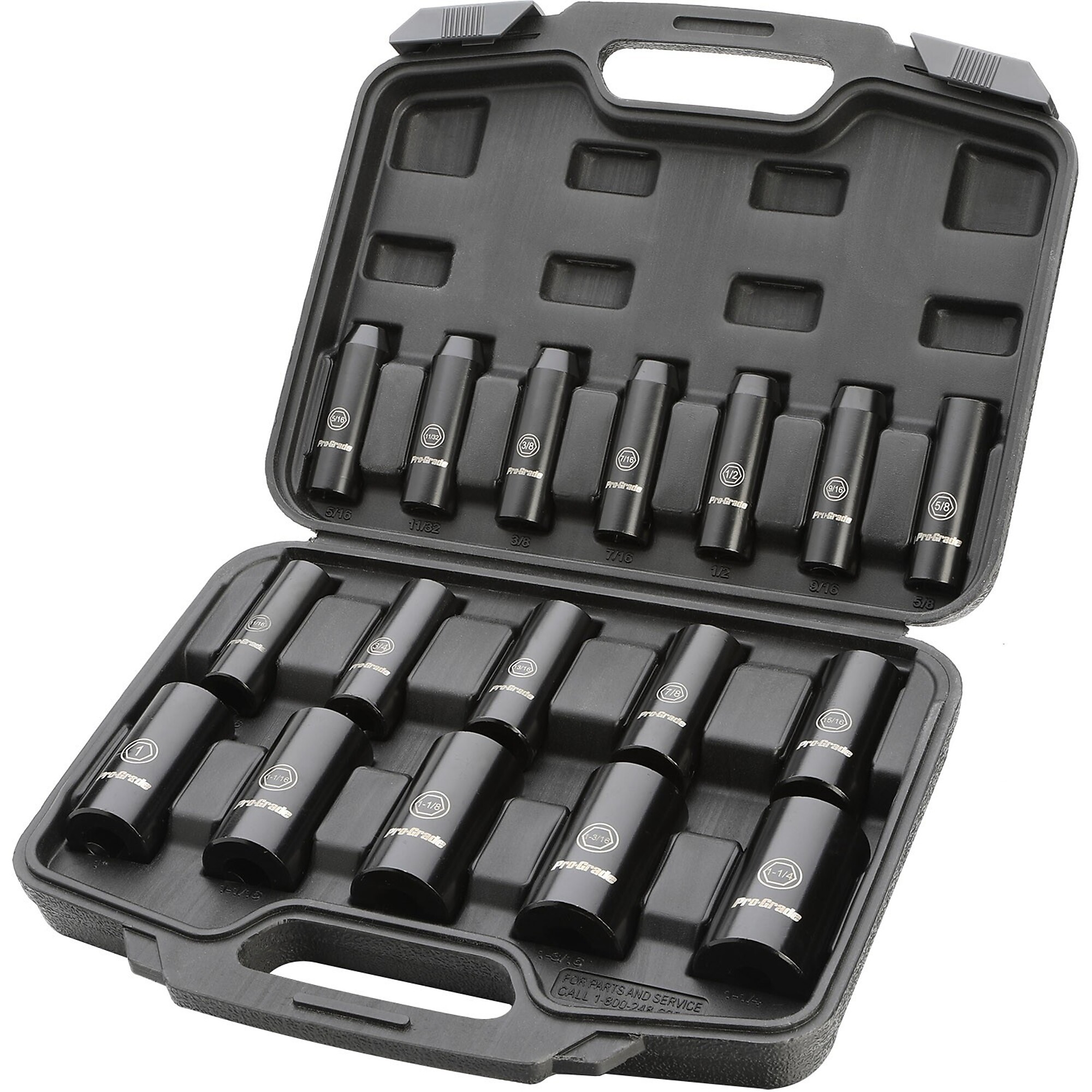 PRO-GRADE, 17 pc. 1/2" SAE Deep Impact Socket Set, Model # 19624