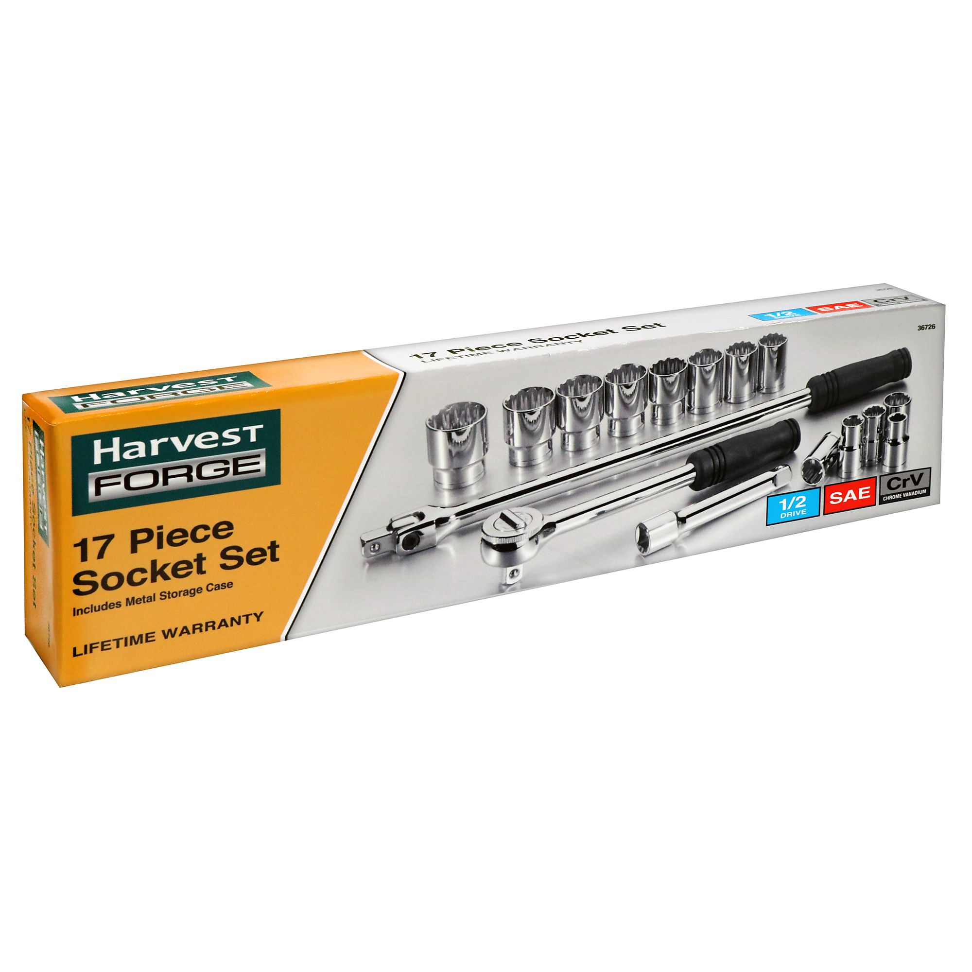 Harvest Forge, 17 pc. 1/2" Drive SAE Socket Set, Model # 36726