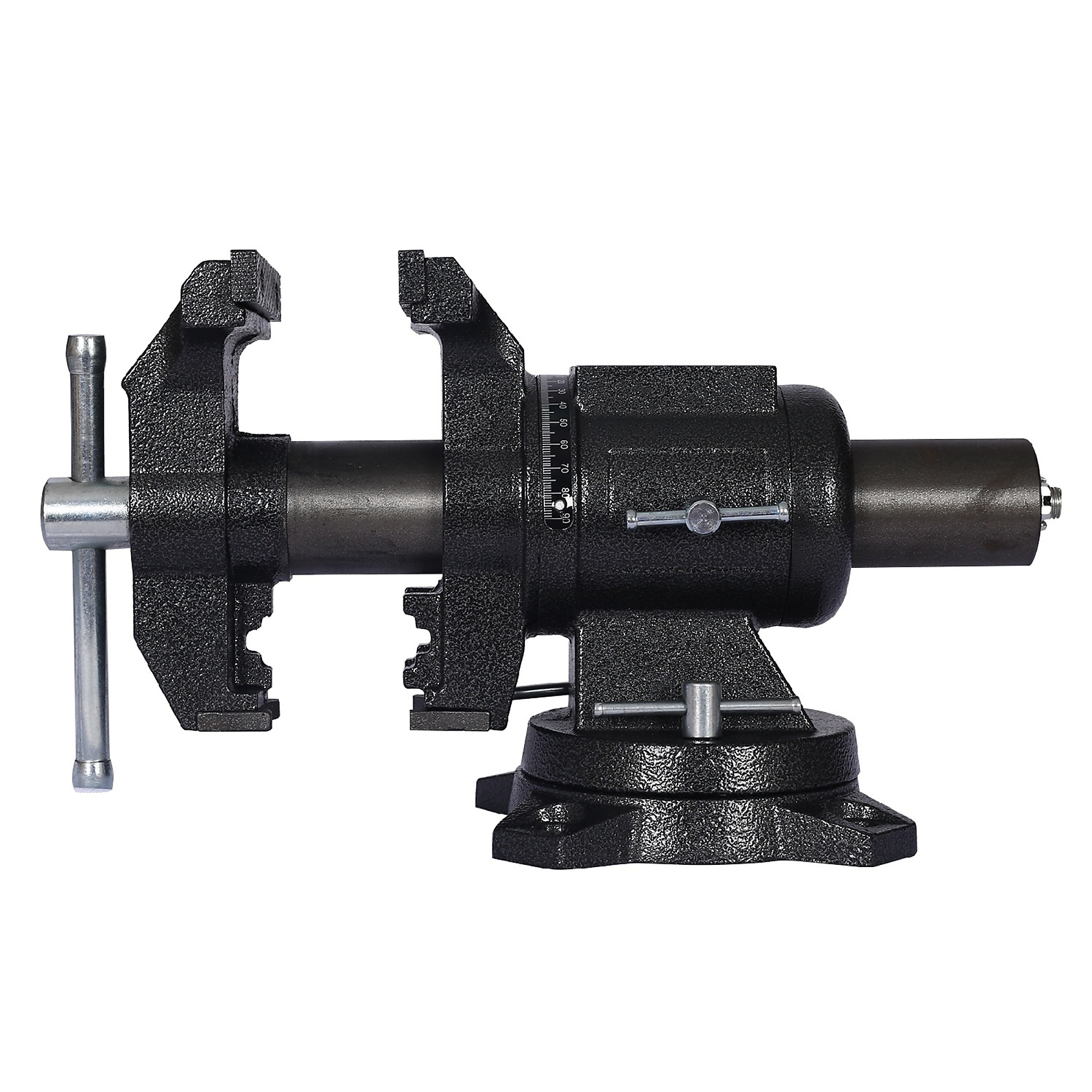 BlackTeck Heavy-Duty Bench Vise — 5in., Dual Jaw System, 360° Rotation, Swivel Base, Model# N2-38540