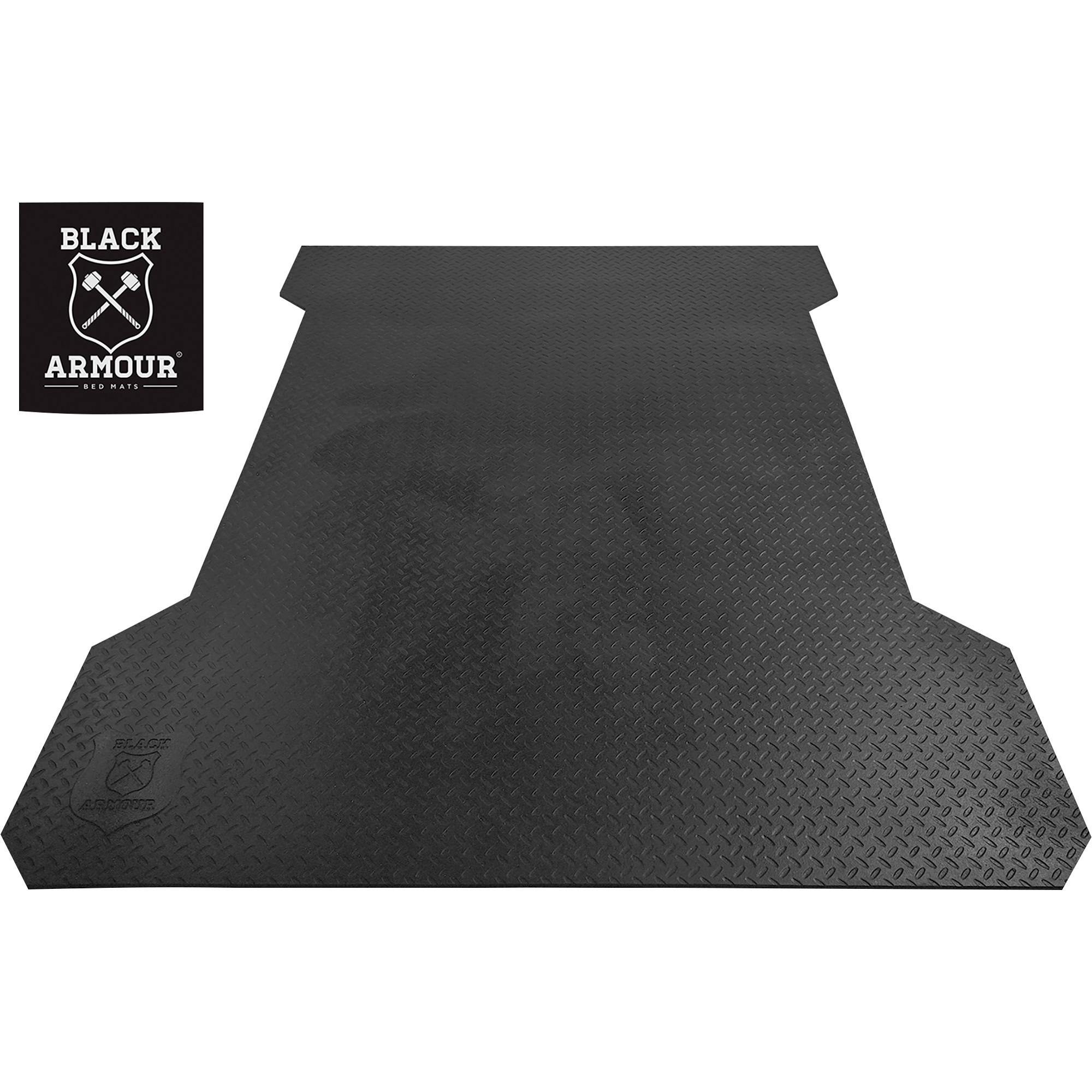 Black Armour Contoured Truck Bed Mat — 75.01in.L x 59.62in.W x 1/2in. Thick, Checker-Plate, Black, Model# 1305758 | Northern