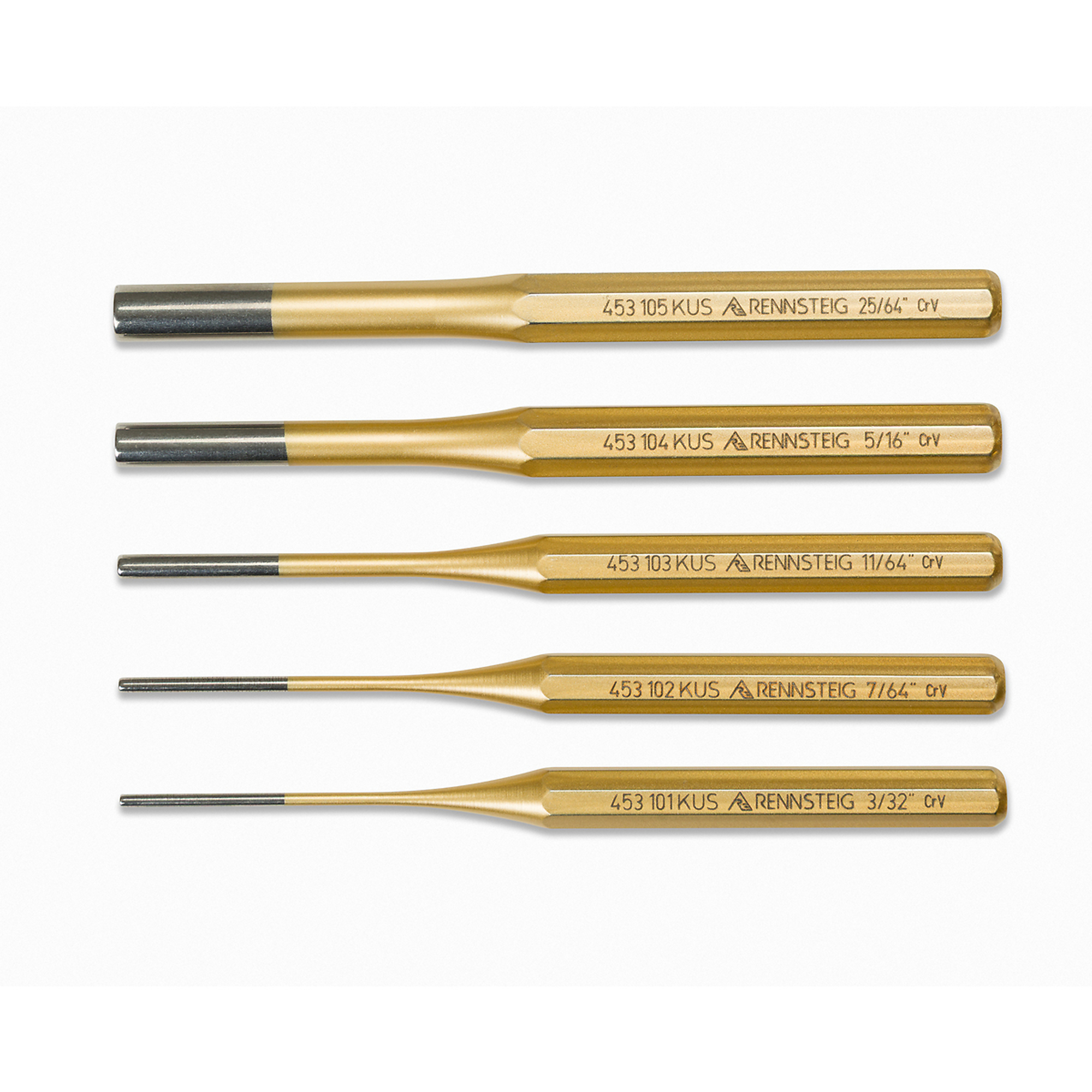 Knipex Rennsteig Pin Punch Set — 5-Piece, 6in. Length, Hardened