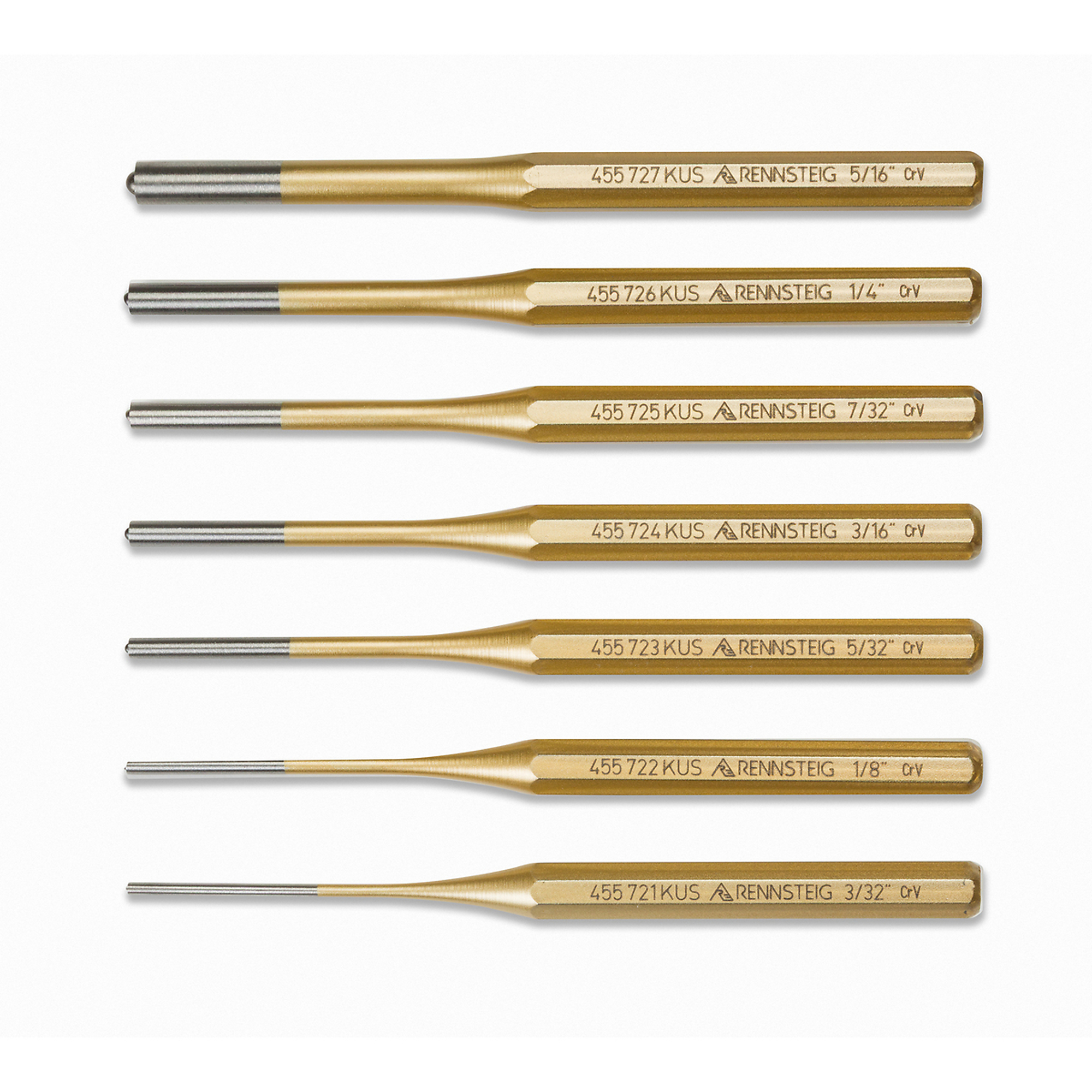Knipex Rennsteig 7-Piece Roll Pin Punch Set — 6in. Length, Chrome