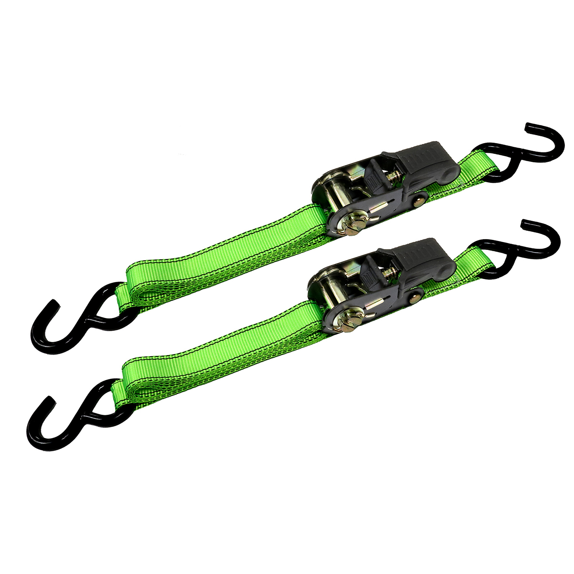 CargoLoc, 2 Pc 1" x 8' 1,500lbs break away strength, 500lbs working load limit, Ratchet Tie Down Straps, S-Hooks, Model # 42460