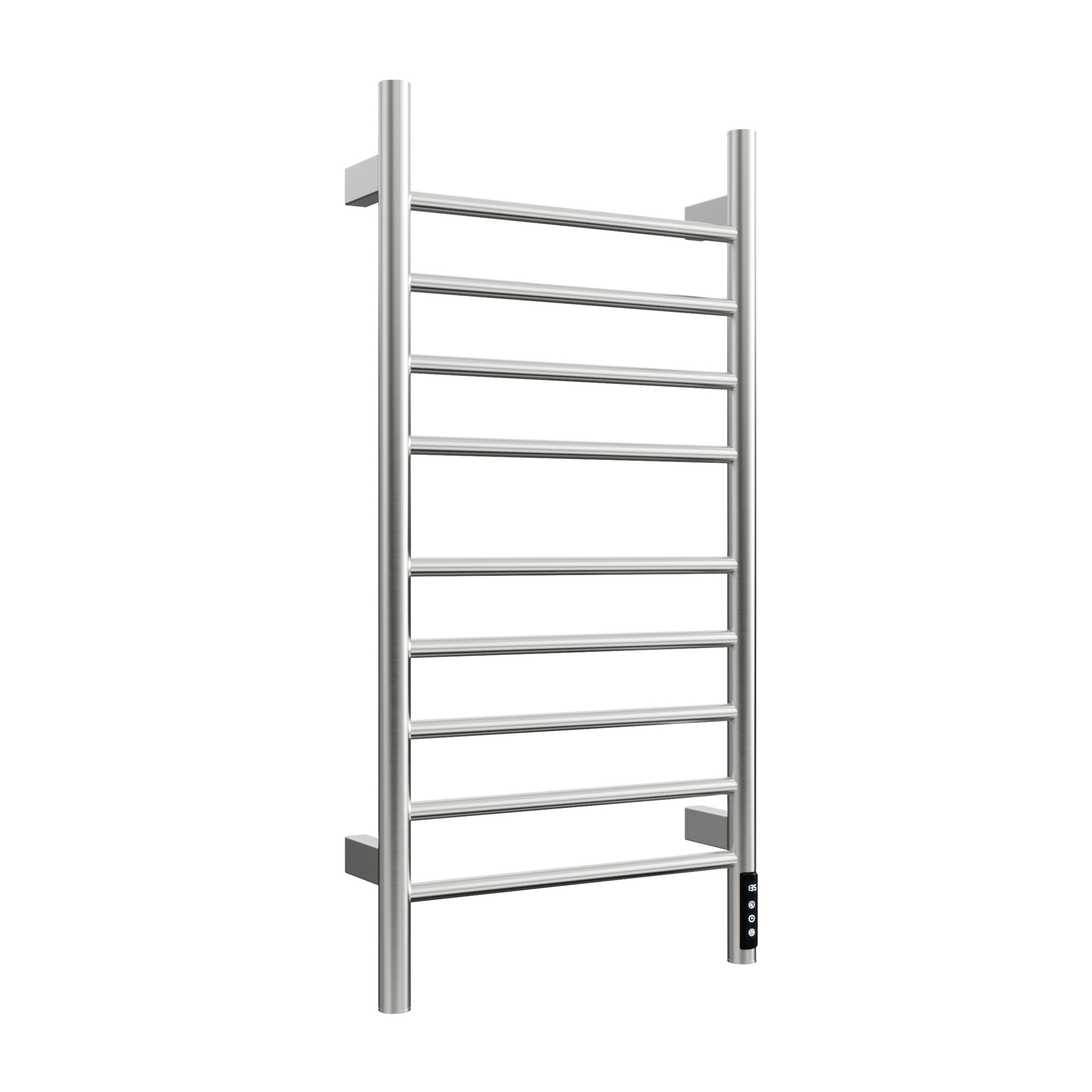 EdenDirect Wall-Mounted Electric Towel Warmer — 9 Bars, Stainless Steel, 115°F to 145°F, Silver, Model# NTEEB03-BR-193504