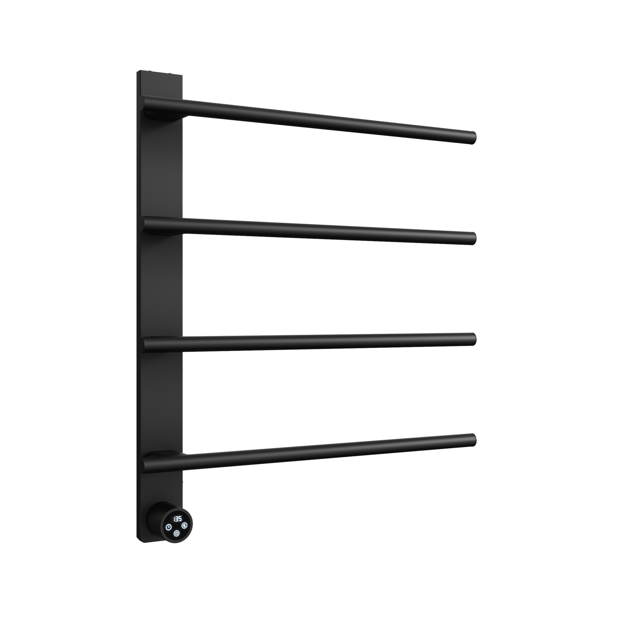 EdenDirect Wall-Mounted Electric Towel Warmer — 4-Bar, Stainless Steel, Black, 115°F to 145°F, 10kg Capacity, Model# NTEEB04-BL-242003
