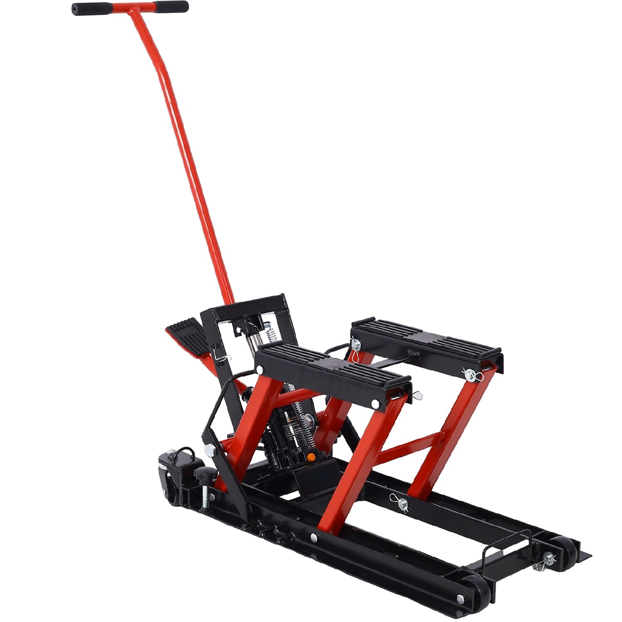 BlackTeck Portable Hydraulic Motorcycle Lift Jack — 1500-Lb. Capacity, Red, Includes Tie Down, Model# N2-66962