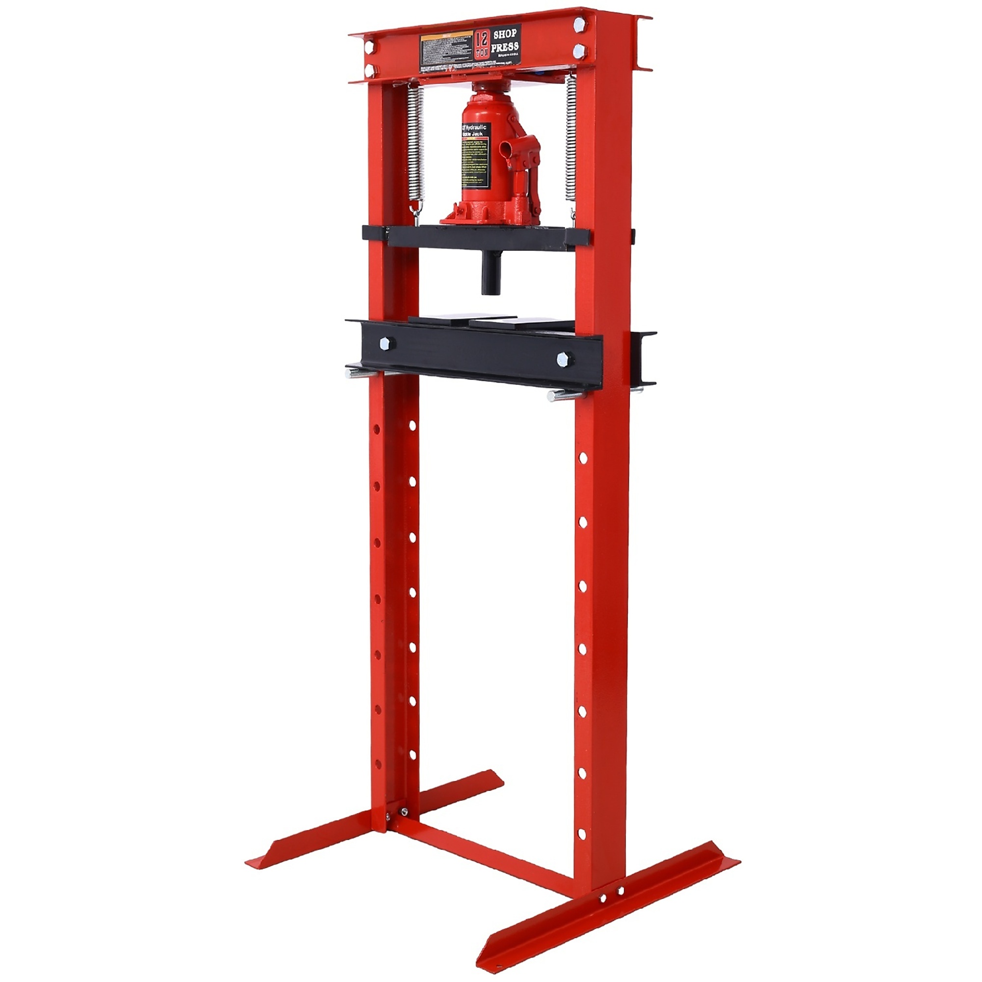 BlackTeck Hydraulic Shop Press — 12-Ton Capacity, Adjustable Working Table Height, Red, Model# N2-66967