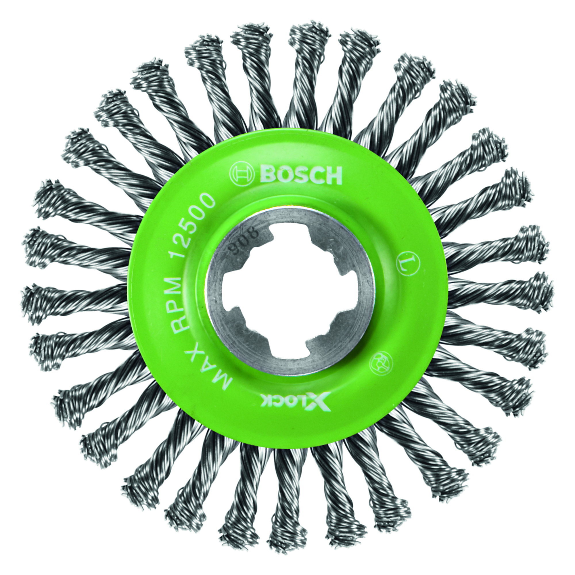 Bosch Stainless Steel Stringer Bead Knotted Wire Wheel — 4 1/2in. dia., X-LOCK Arbor, Model# WBX409