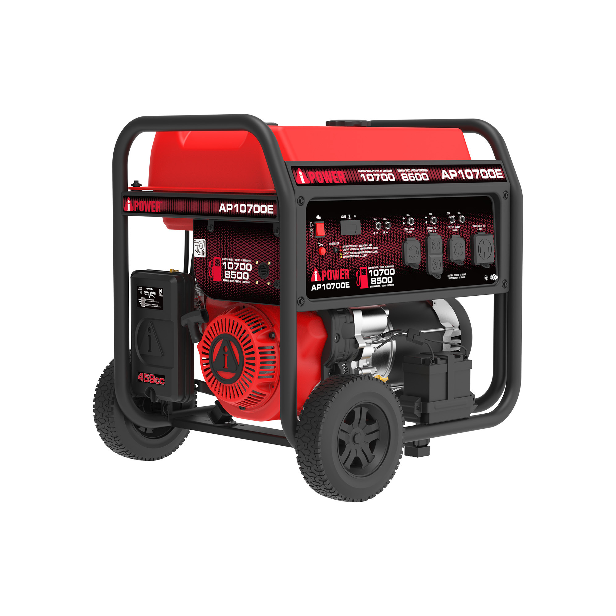 A-iPower Gas Powered Portable Generator — 10700W, Electric Start, 459cc OHV Engine, CO Sensor Shutdown, Model# AP10700E