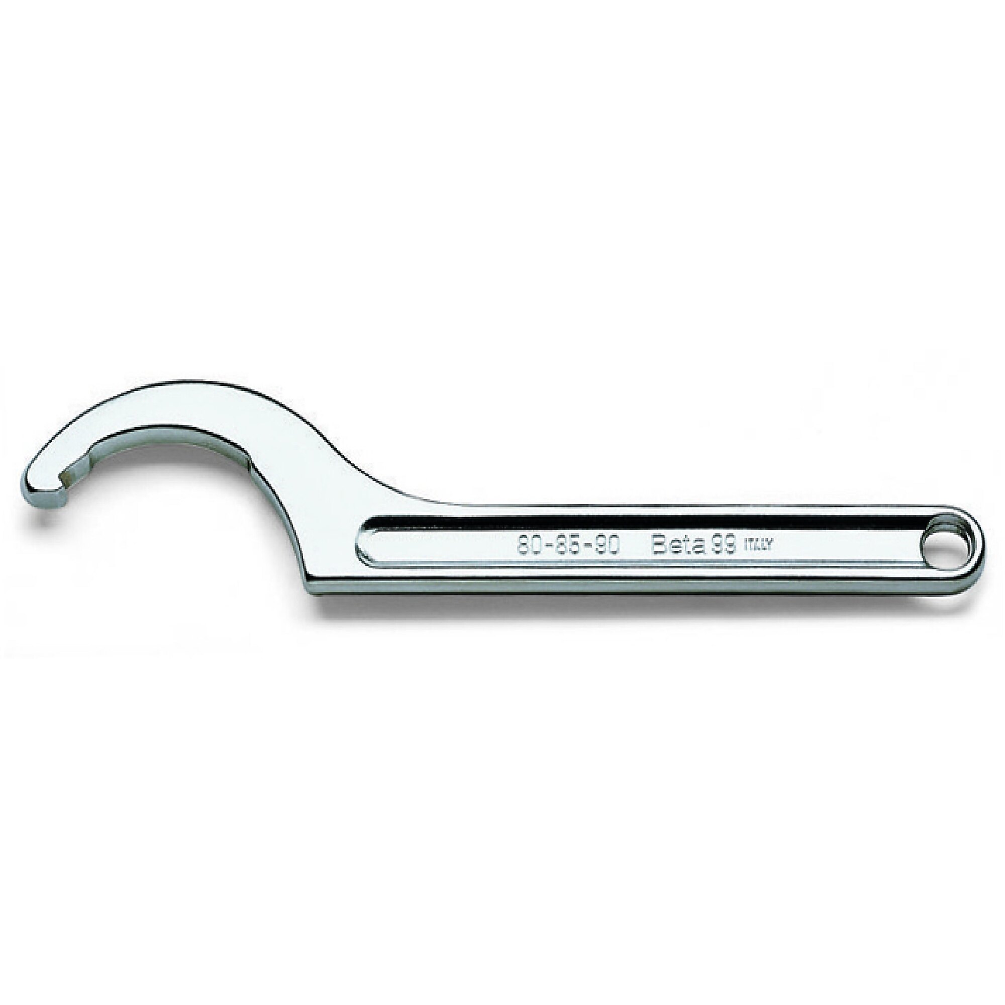 Beta 99 Series Fixed-Hook Spanner Wrench — 68-75mm, Square Nose, Chrome-Plated, Model# 99 68-75