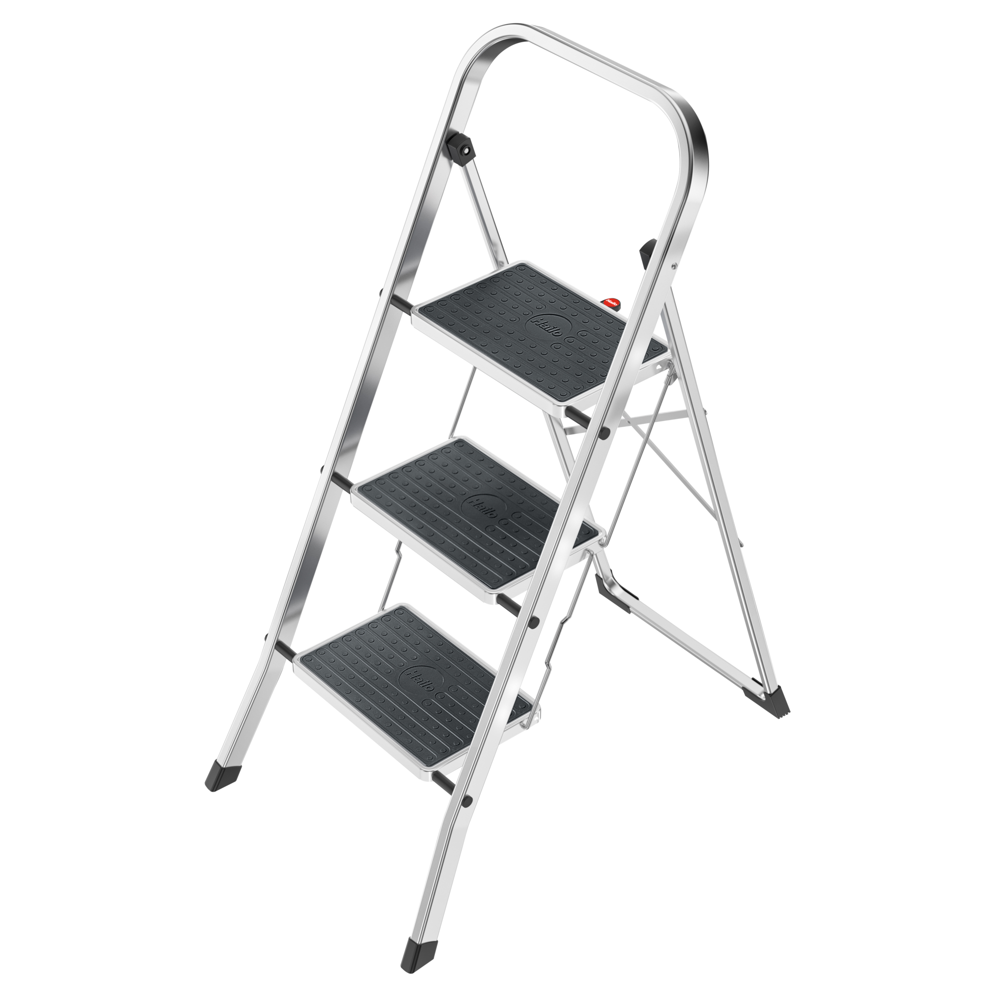 Hailo Aluminum Step Ladder — 3 Steps, Non-Slip Mats, 330-Lb. Capacity, Folds Flat, Model# 9204010002