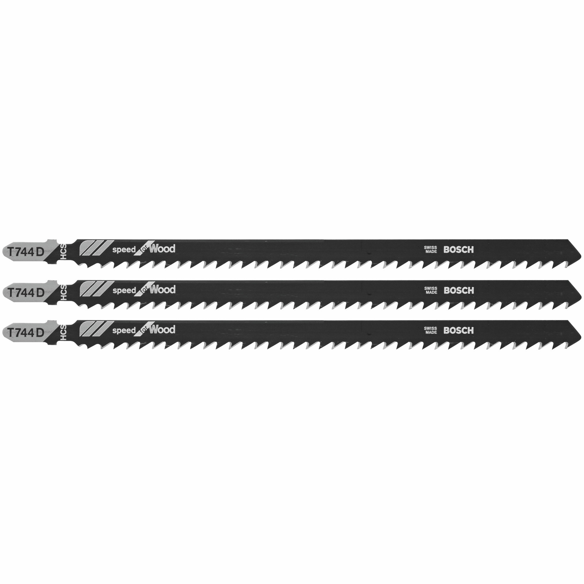 Bosch T-Shank Jig Saw Blades — 7in., 7 TPI, Speed for Wood, 3 Pcs, Model# T744D3