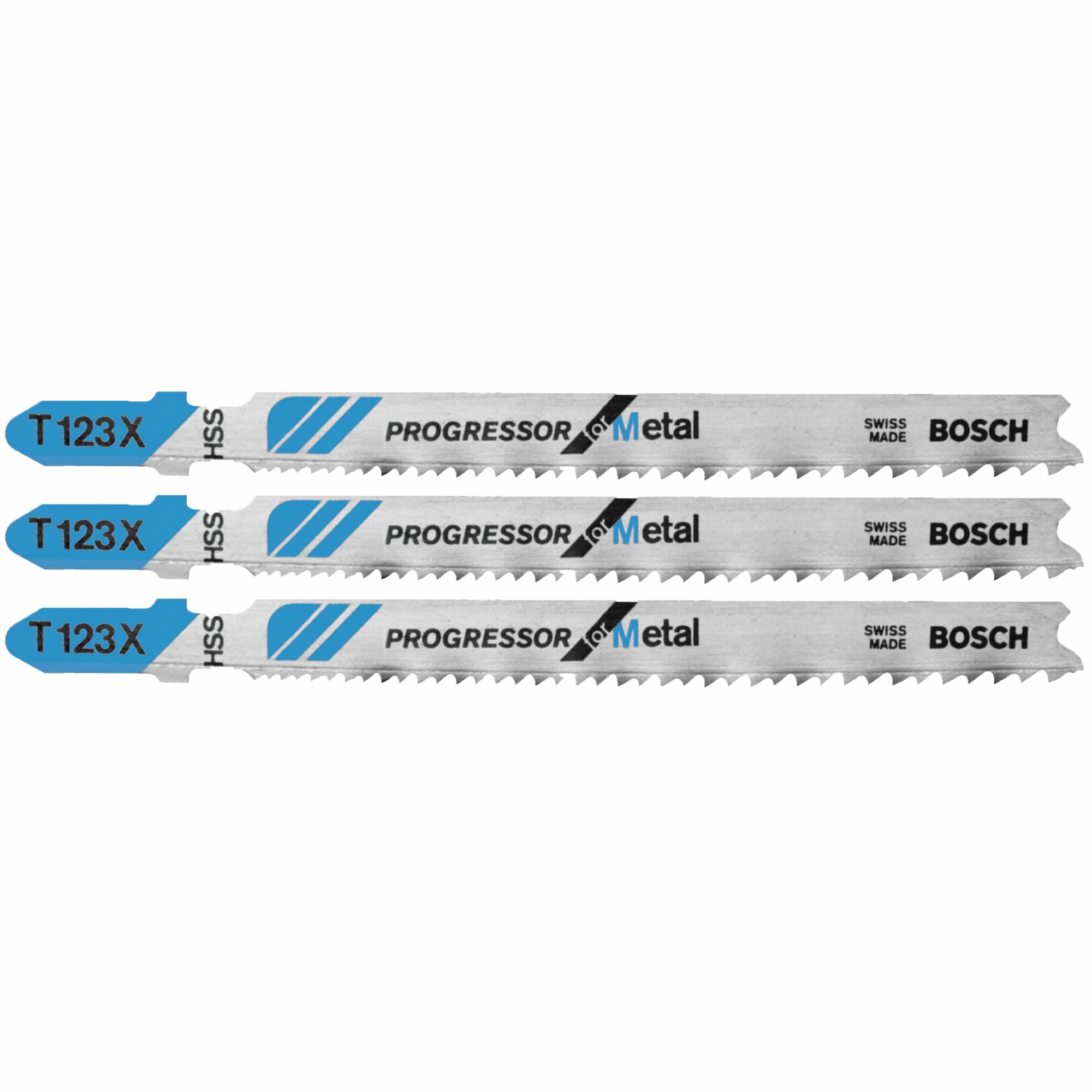 Bosch Progressor T-Shank Jig Saw Blades — 4in., 10-24 TPI, Metal Cutting, 3-Pc., Model# T123X3