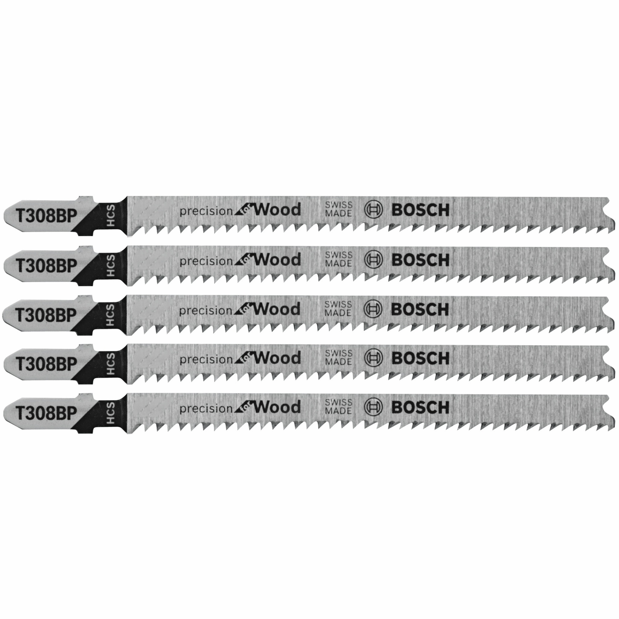 Bosch Precision T-Shank Jig Saw Blades — 4-5/8in., 12 TPI, 5 Pcs, Model# T308BP