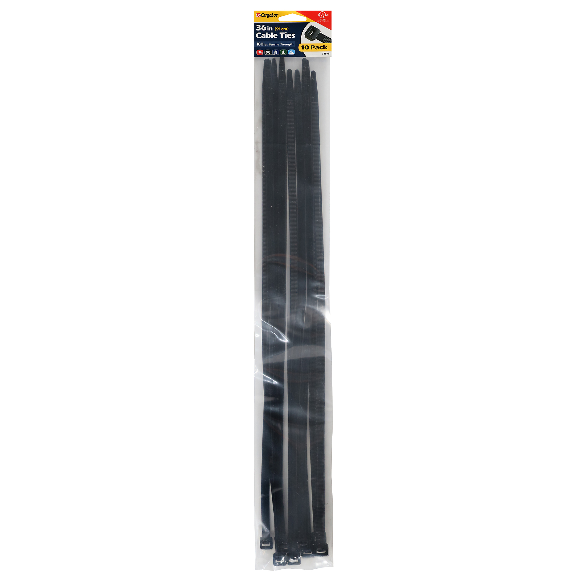 CargoLoc, 10pc 36" Black Cable Ties, Model # 32598