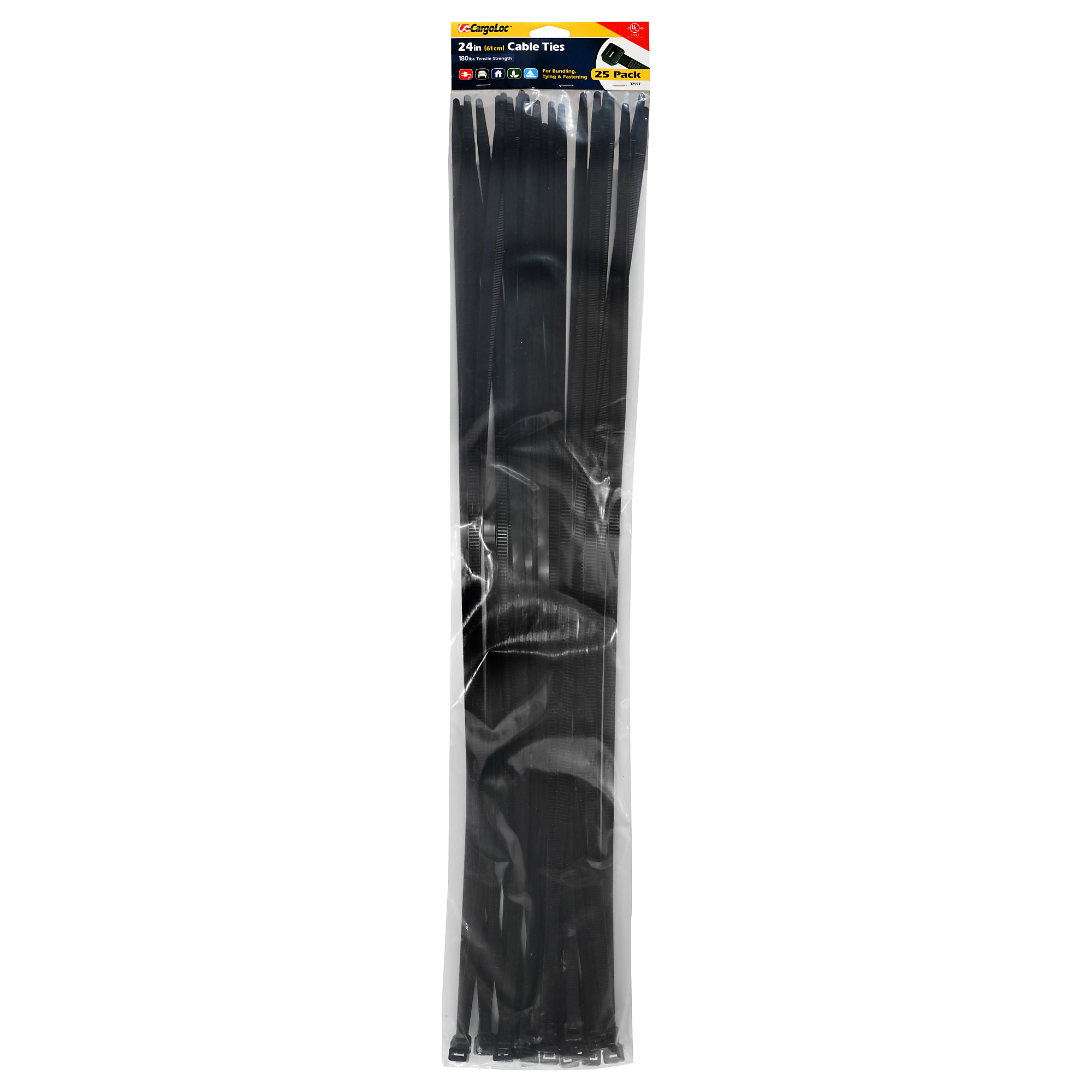 CargoLoc, 25pc 24" Black Cable Ties, Model # 32597