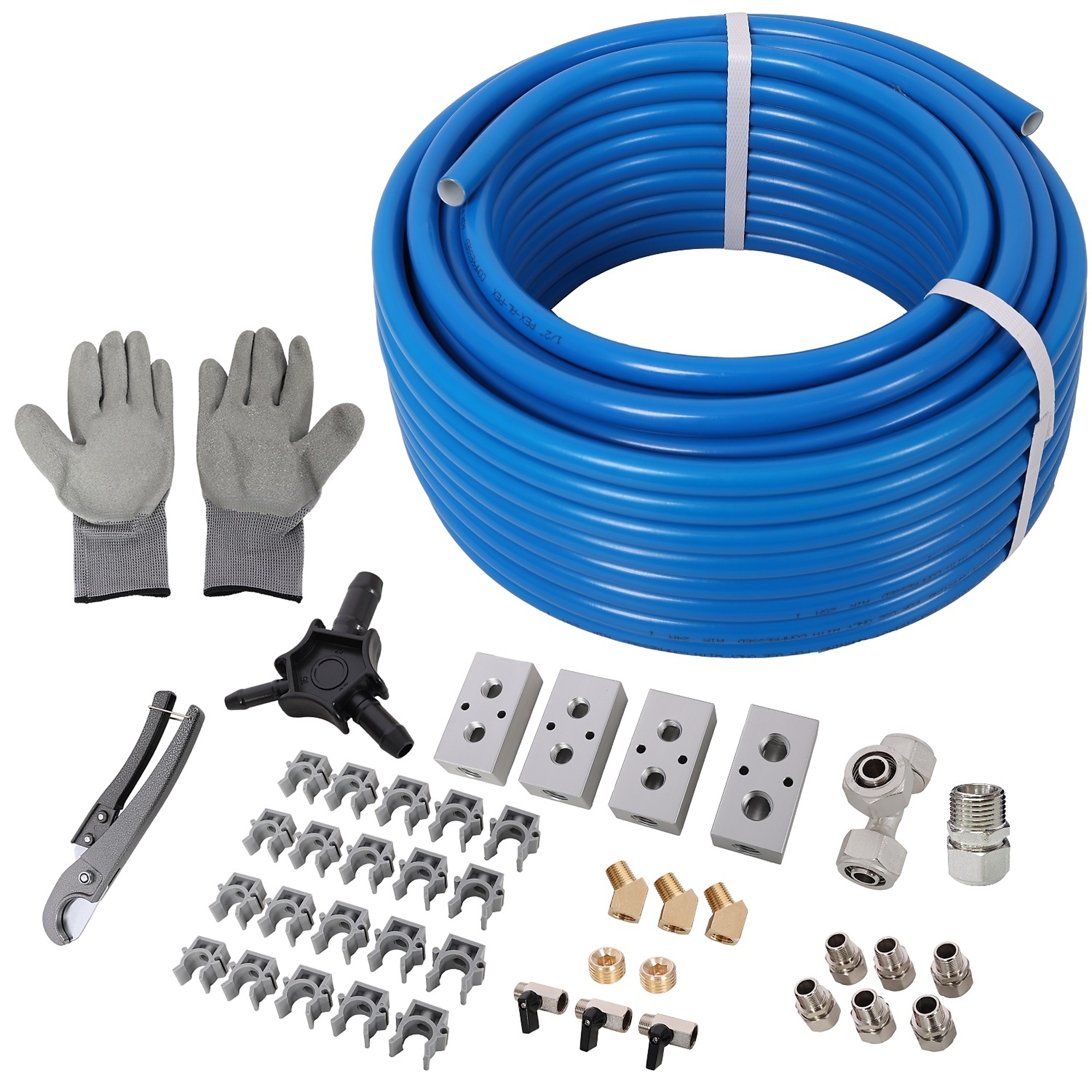 BlackTeck Air Compressor Piping Kit — 1/2in. x 100ft., High-Quality PEX-AL-PEX Tubing, Blue, Model# N2-220515