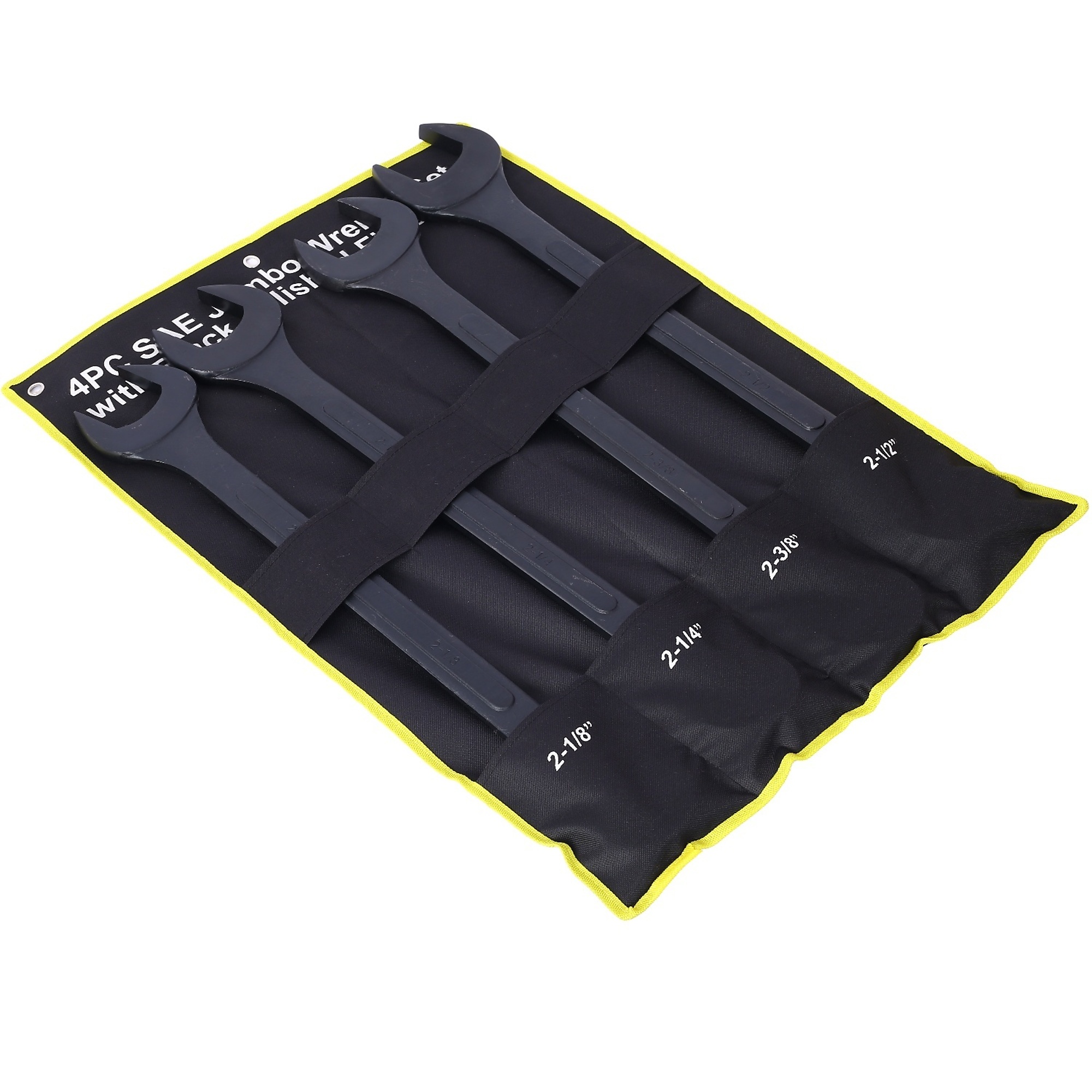 BlackTeck Black Carbon Steel Extra Large Jumbo Combination Wrench Set — 4-Piece, Storage Bag Included, Model# N2-154057