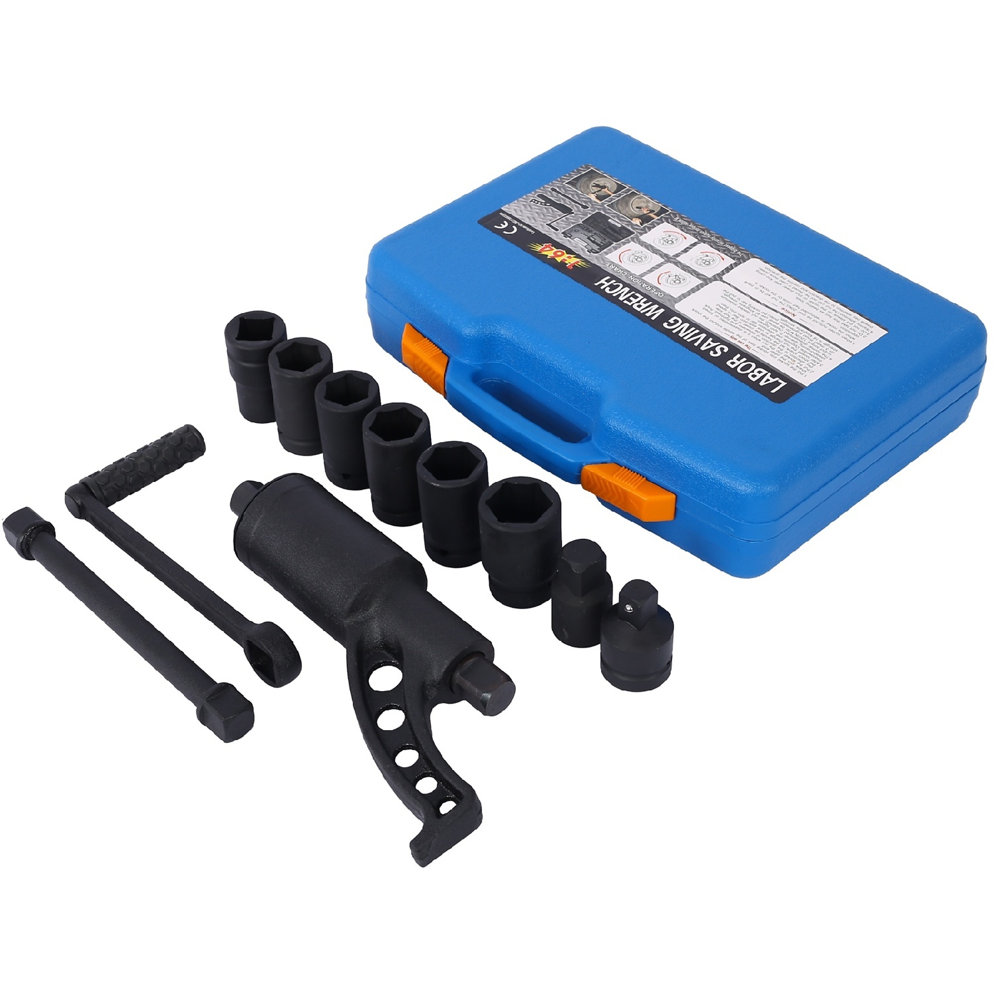 BlackTeck Torque Wrench Labor Saving Lug Nut Wrench/Multiplier — 4800 Nm, 1:58 Gear Ratio, 8-Pc. Socket Set, Model# N2-77209