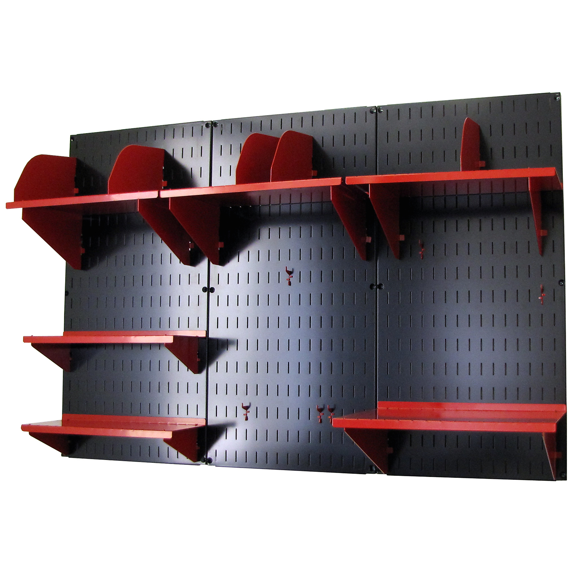 Wall Control Office Organizer Unit — Wall-Mounted, Black Panels, Red Accessories, Model# 15IOFC-300-BR