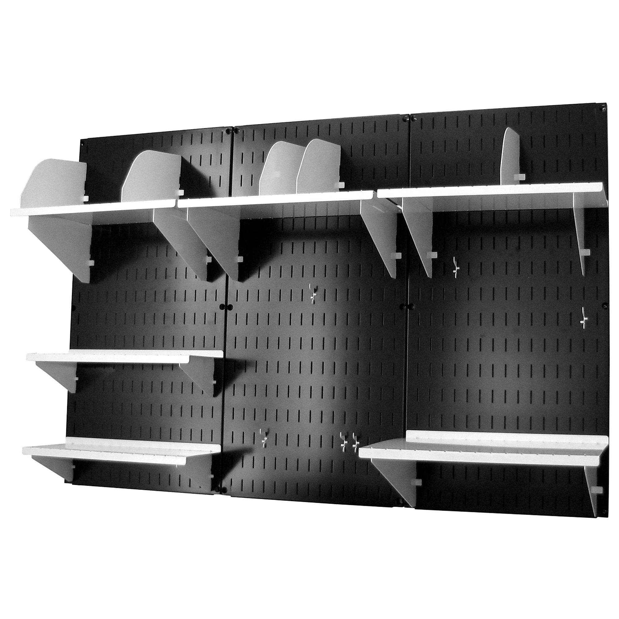 Wall Control Office Organizer Unit — Wall-Mounted, Black Panels with White Accessories, Model# 15IOFC-300-BW