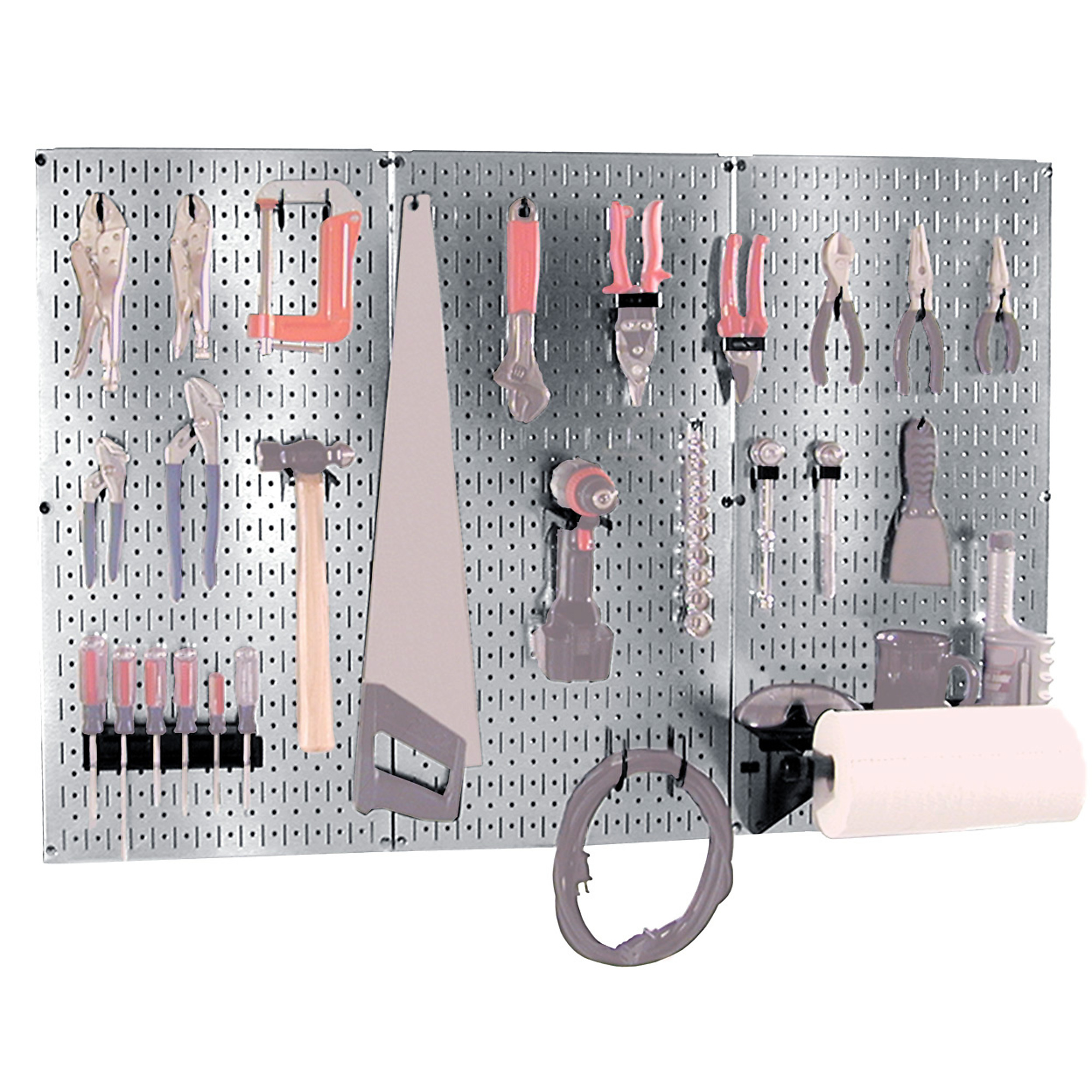 Wall Control Industrial Metal Pegboard Tool Organizer Kit — 4ft., Galvanized Steel, Black Accessories, Model# 35IBAS-300-GVB