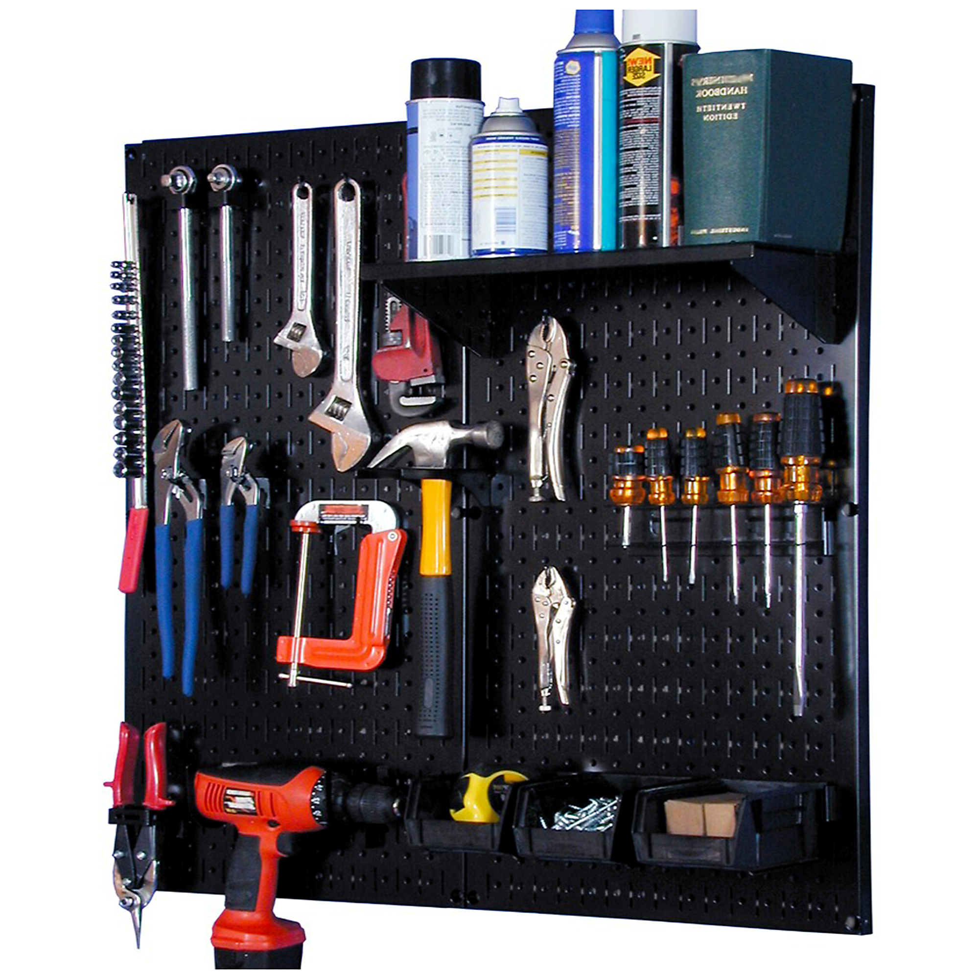Wall Control Industrial Metal Pegboard Utility Tool Organizer Storage Kit — Black, Galvanized Steel, Model# 35IWGL-200-BB