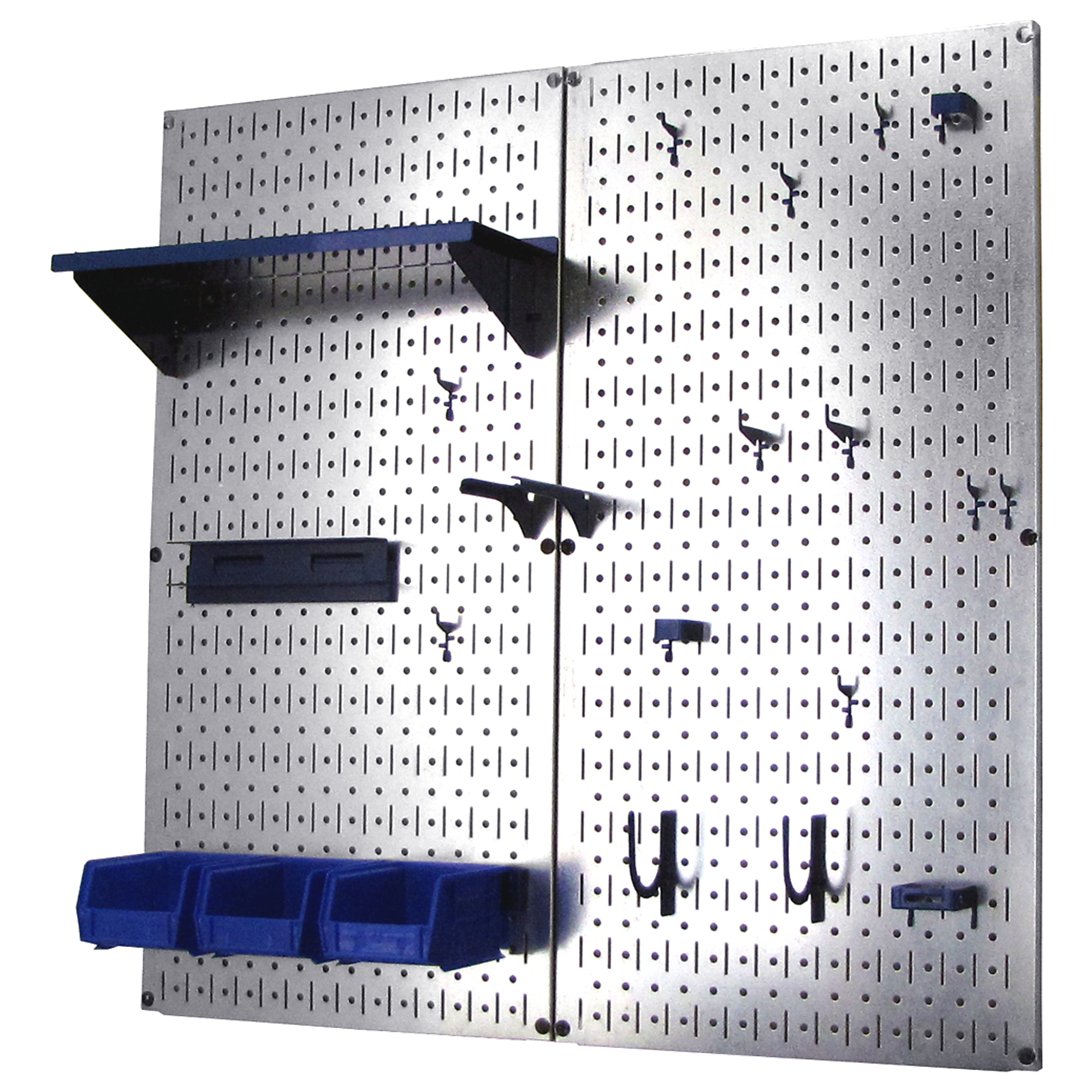 Wall Control Industrial Steel Pegboard Utility Tool Storage Kit — Galvanized Steel, Blue Accessories, Model# 35IWGL-200-GVBU