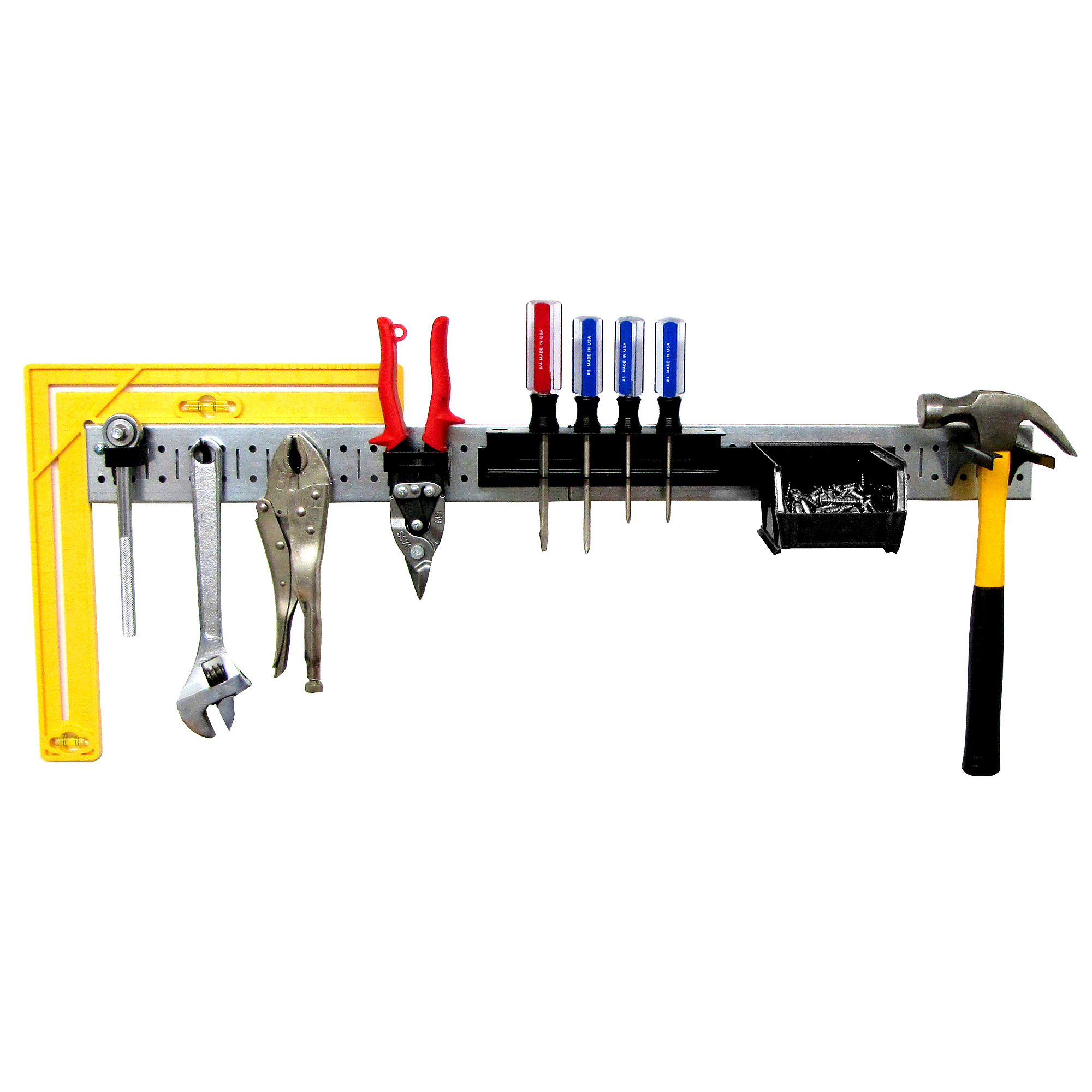 Wall Control Industrial Pegboard Strip — Galvanized Steel, Black Accessories, Model# 35ITPS-0332-GVB