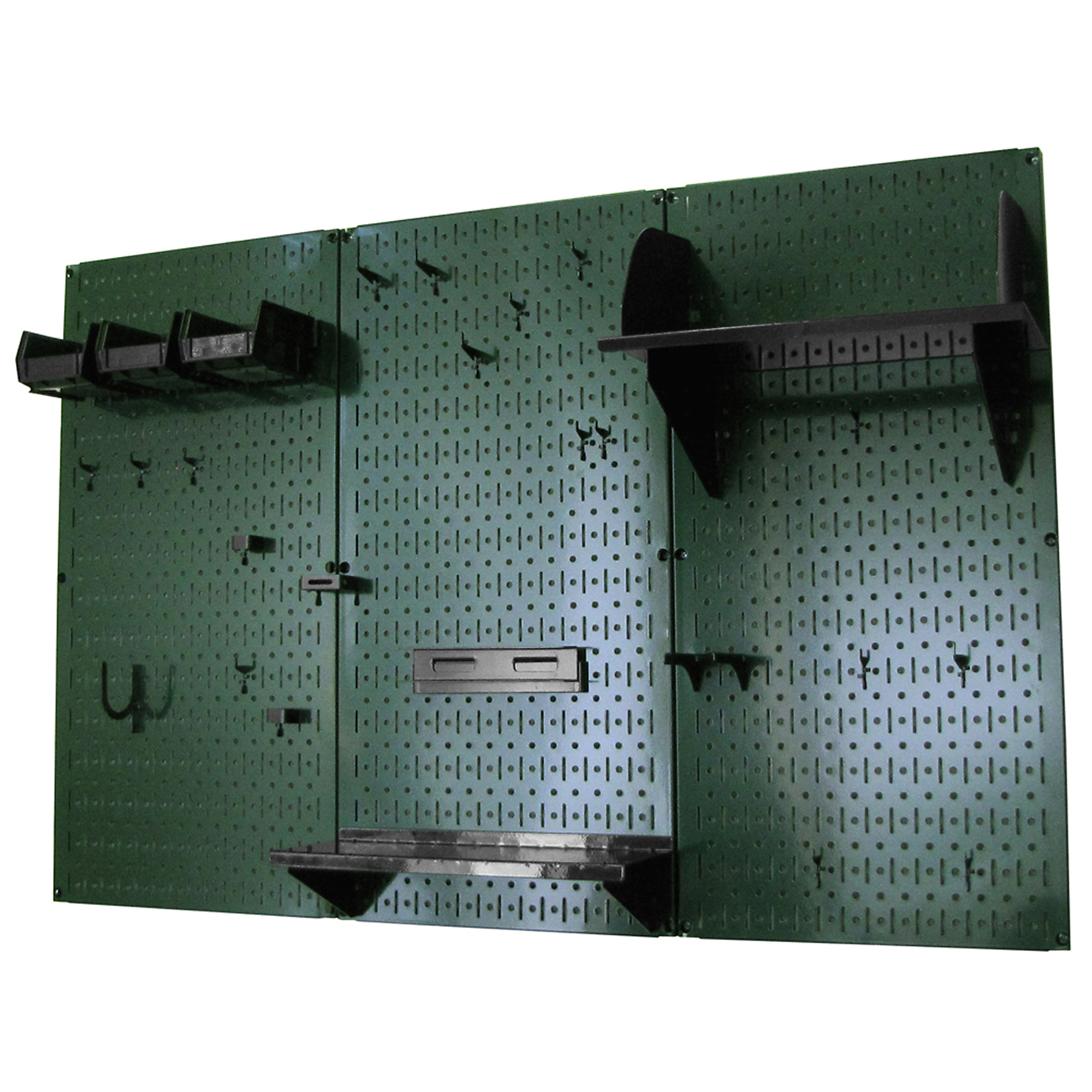 Wall Control Industrial Metal Pegboard Tool Storage Kit — 4ft., Green Toolboard, Black Accessories, Model# 35IWRK-400-GNB
