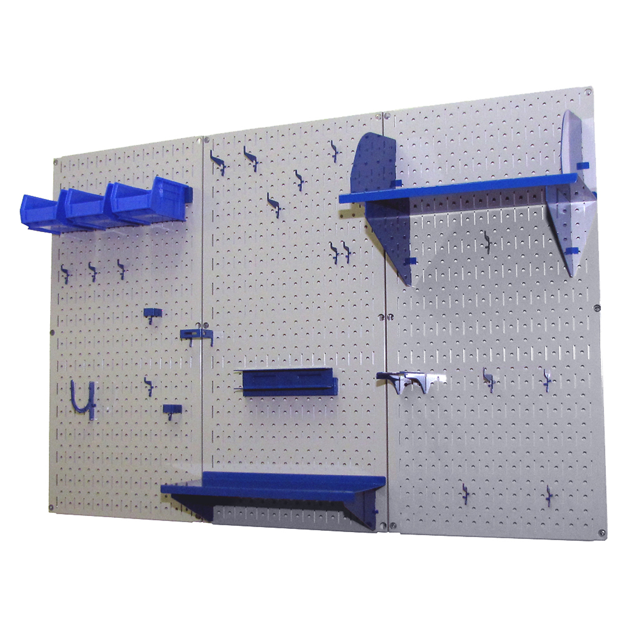 Wall Control Industrial Metal Pegboard Tool Storage Kit — 4ft., Gray Toolboard & Blue Accessories, Model# 35IWRK-400-GBU