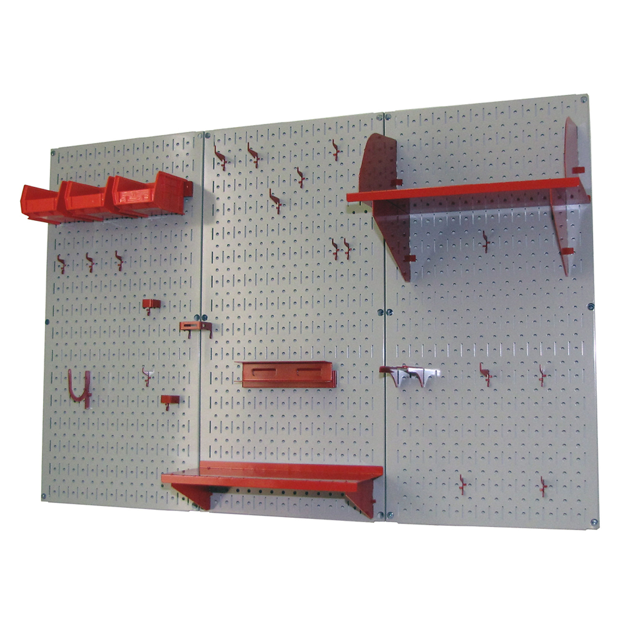 Wall Control Industrial Metal Pegboard Tool Storage Kit — 4ft., 20-Ga. Steel, Gray Toolboard with Red Accessories, Model# 35IWRK-400-GR