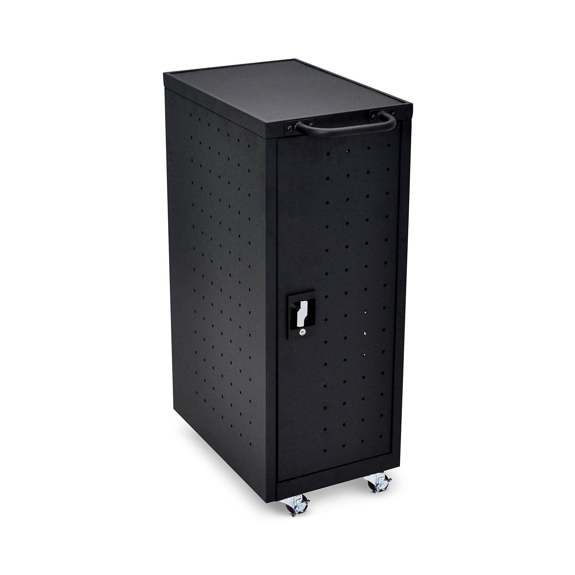 Luxor Compact Charging Cart — 12-Laptop/Chromebook Capacity, Solid Steel, Rubber-Coated Dividers, Model# LLTP12-B