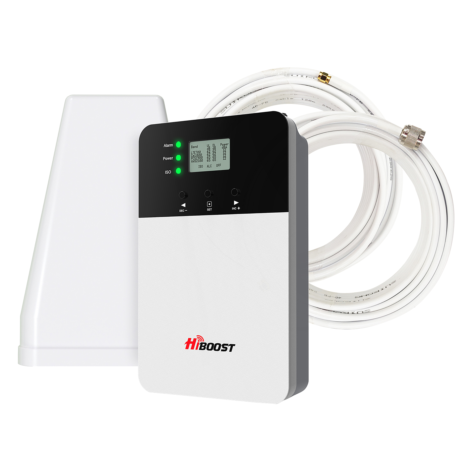 HiBoost 10K Plus Cell Phone Signal Booster — 10,000 Sq. Ft. Coverage, 70dB Gain, LCD Display, Model# F15GI-5S-BTW
