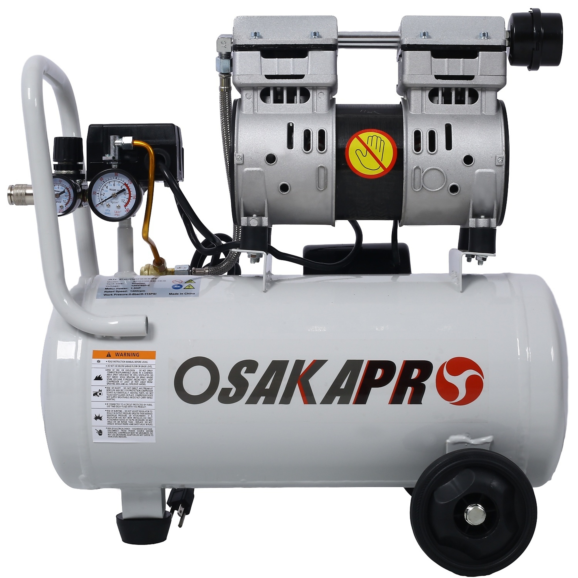 BlackTeck Ultra Quiet Oil-Free Electric Air Compressor — 8.0 Gal., 1.5 HP, 115 PSI, 70dB, Model# N2-64405