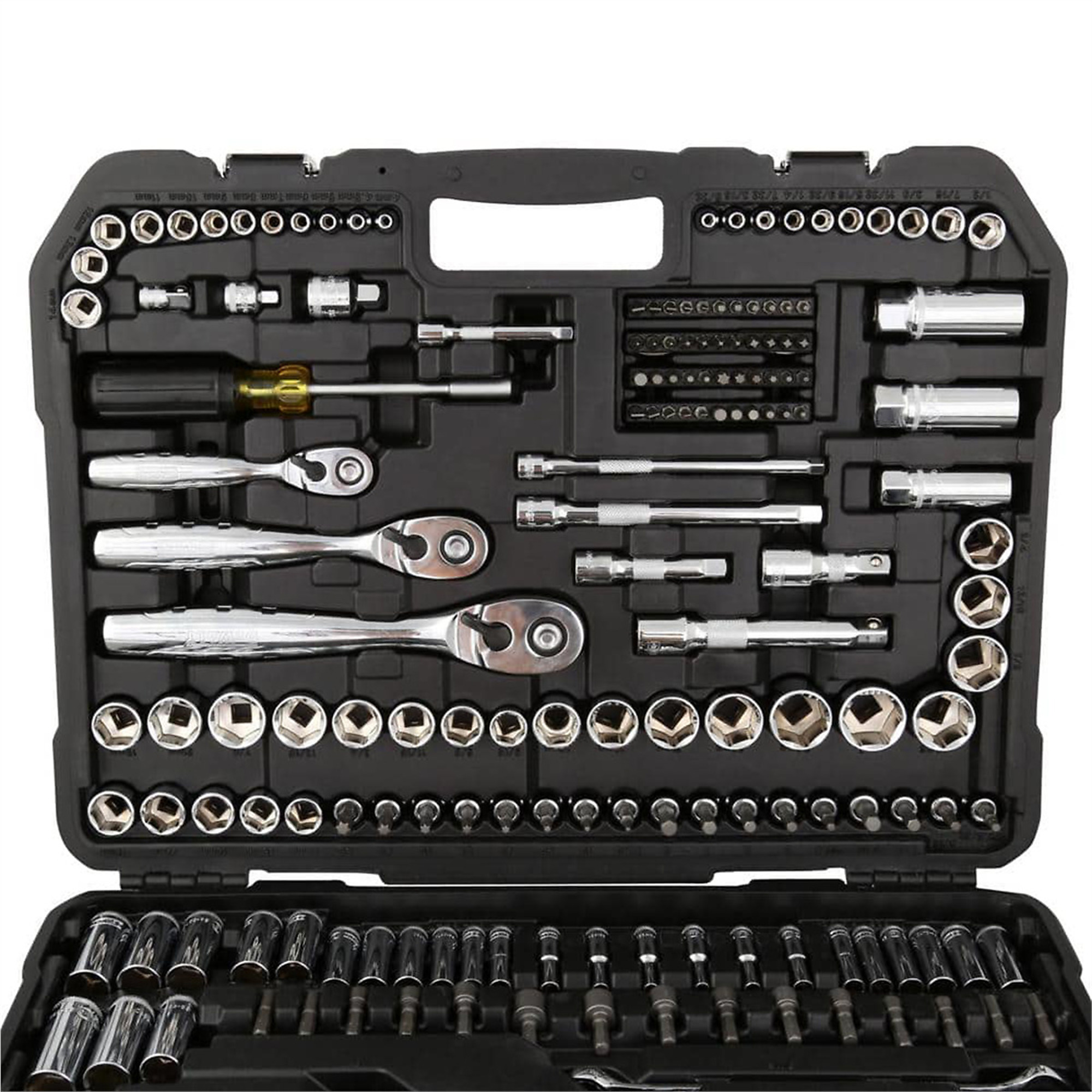 DeWalt Drive Socket Set For Mechanics — 200-Piece, 1/4in., 3/8in. & 1/2in. Drive, Metric/SAE, Model# DWTDWMT75000