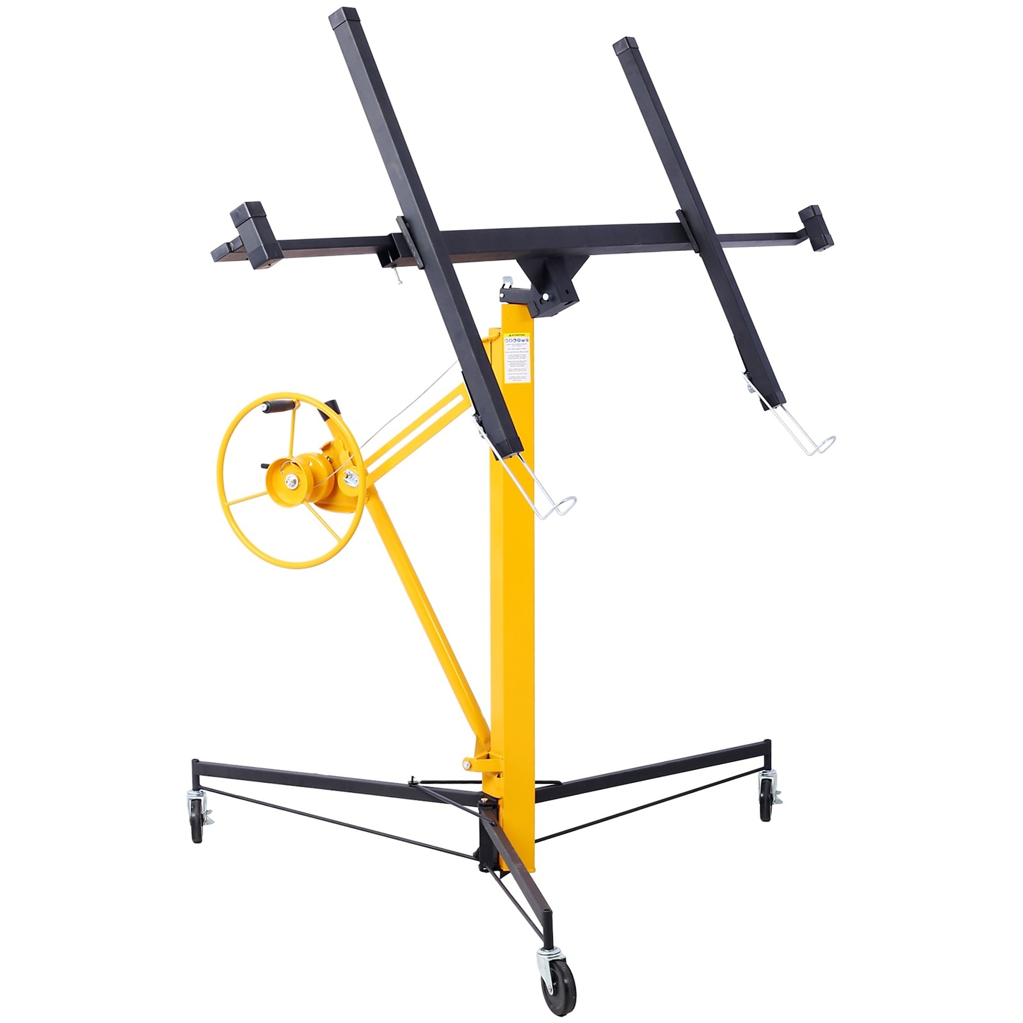 BlackTeck Drywall Panel Hoist — 11ft., 150-Lb. Capacity, Telescopic Arm, Caster Wheels, Yellow/Black, Model# N2-121420