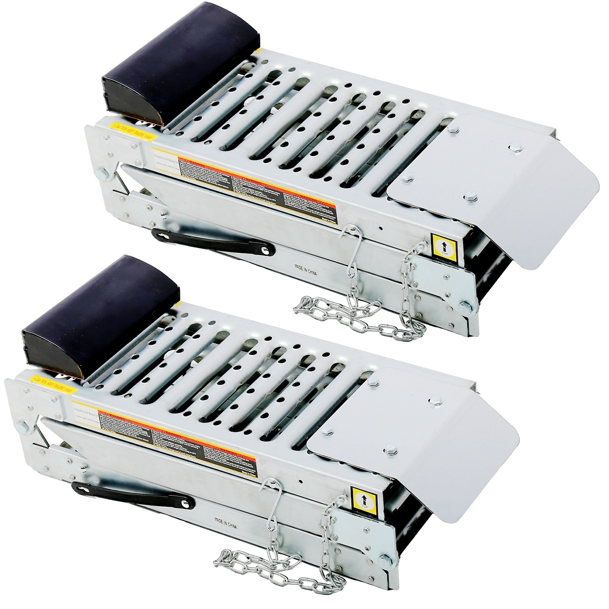 BlackTeck Foldable Car Ramps — 1000-Lb. Capacity, Ferruginous Iron, Silver, 2 Sets, Model# N2-57318