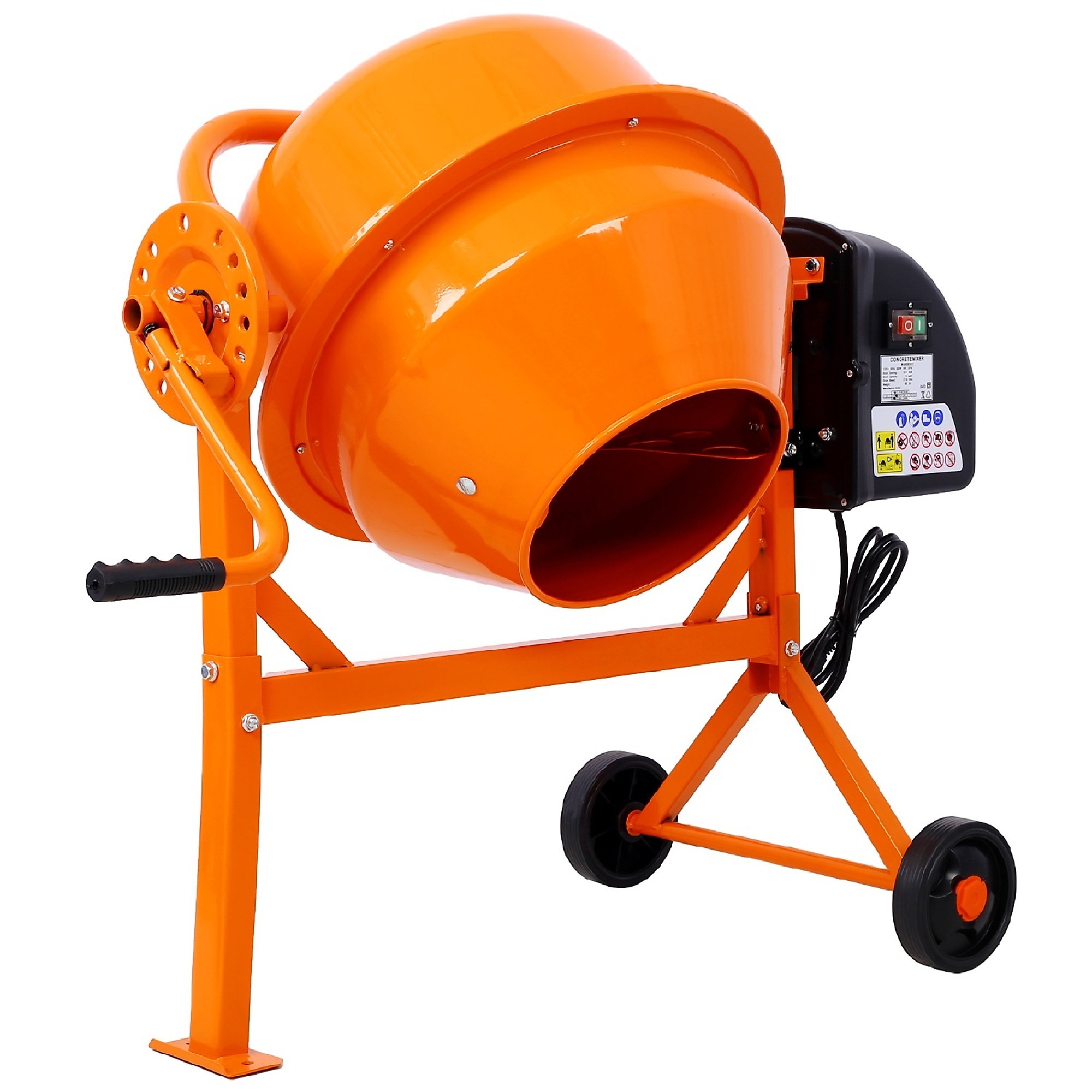 BlackTeck Portable Cement Mixer — 3 Cu. Ft., 1/3 HP, 110W AC Motor, Orange, Model# N2-83822