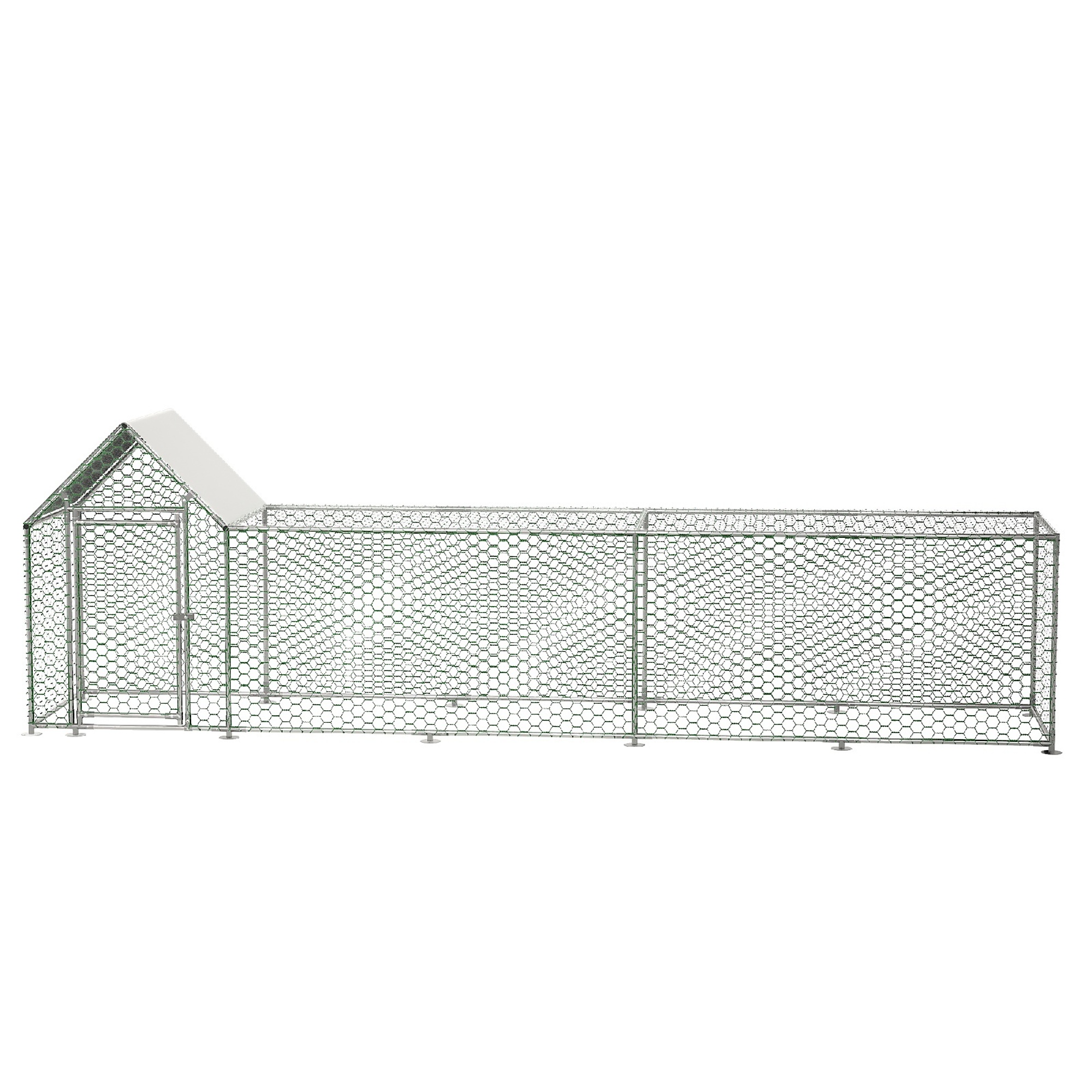 BlackTeck Metal Chicken Coop with Cover — 16ft. x 3.5ft. x 5ft., Backyard Hen House, Poultry Habitat Cage, Model# N2-151985