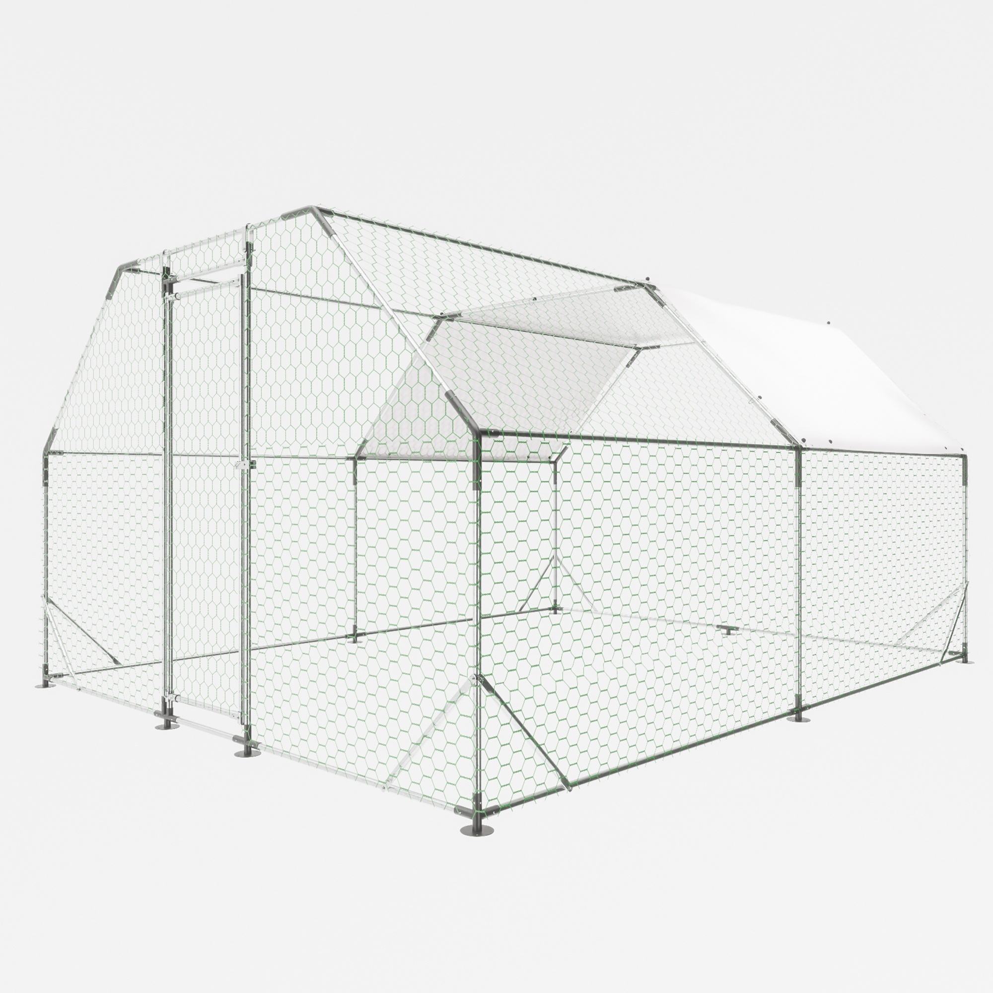 BlackTeck Galvanized Wire Chicken Coop with Waterproof Cover — 9.94ft. x 12.84ft. x 6.36ft., Walk-In, Model# N2-177284